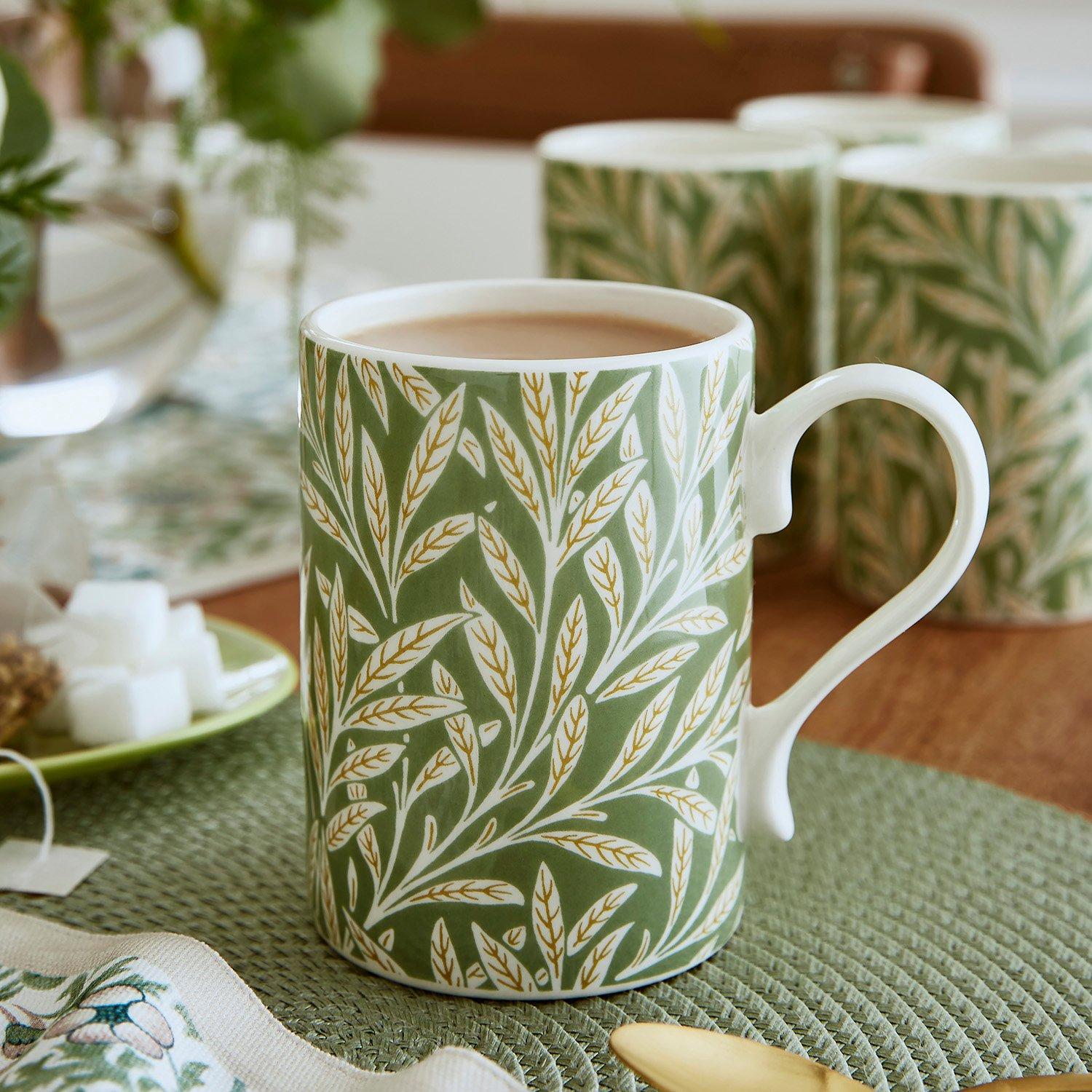 Green - Spode - Spode Morris & Co. Willow Mug Set of 4 - 6