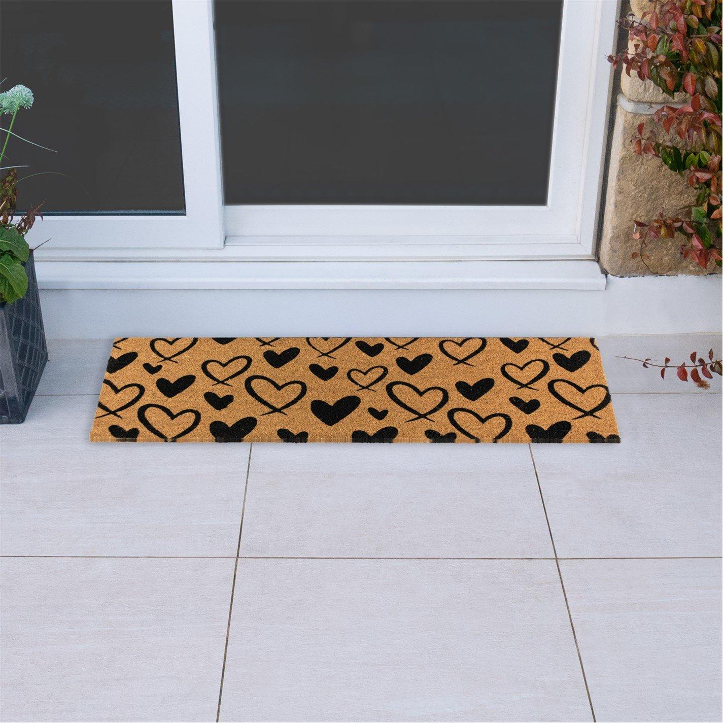 Multi - JVL - Latex Coir Runner - Hearts 40x120cm - 1