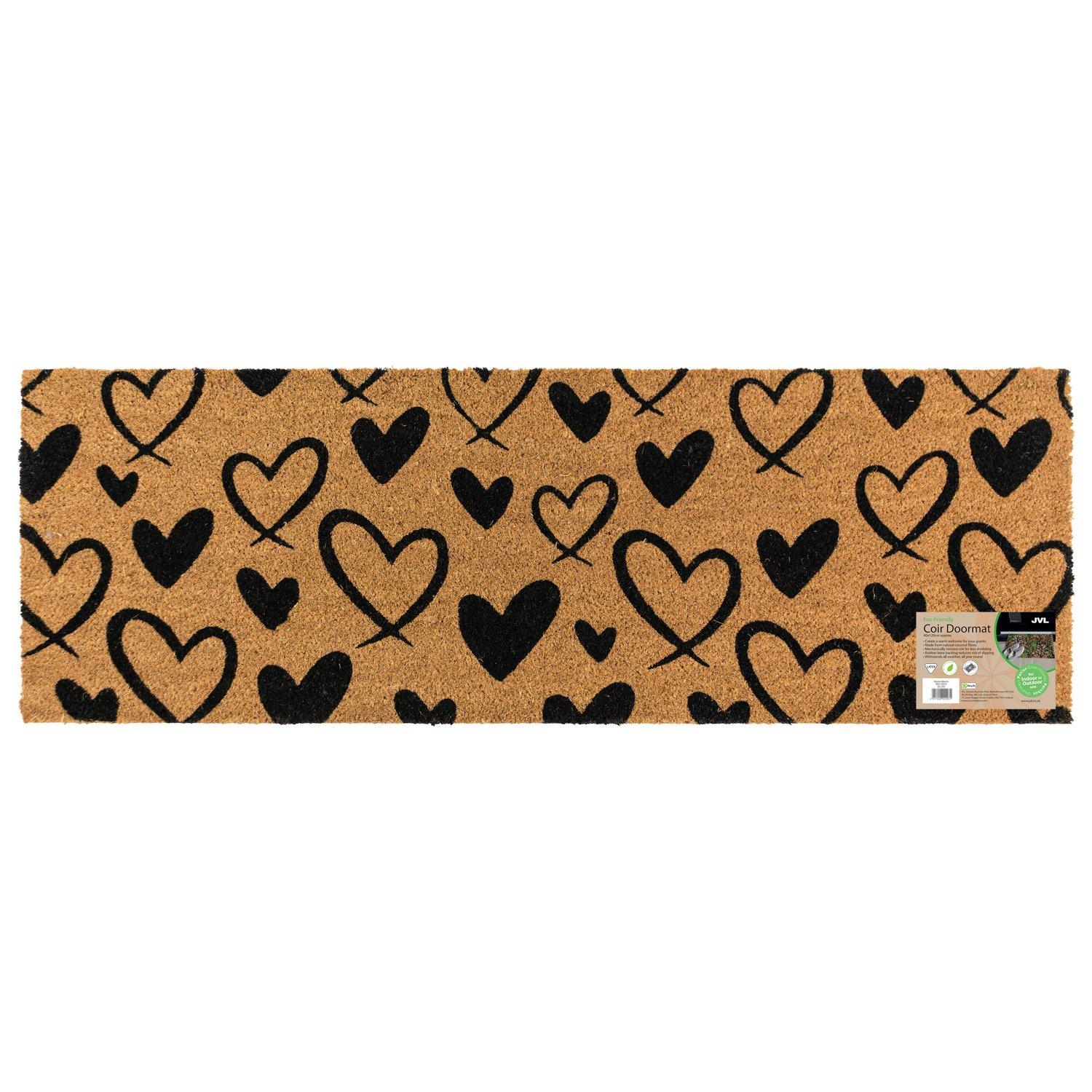 Multi - JVL - JVL Latex Coir Runner - Hearts 40x120cm - 12