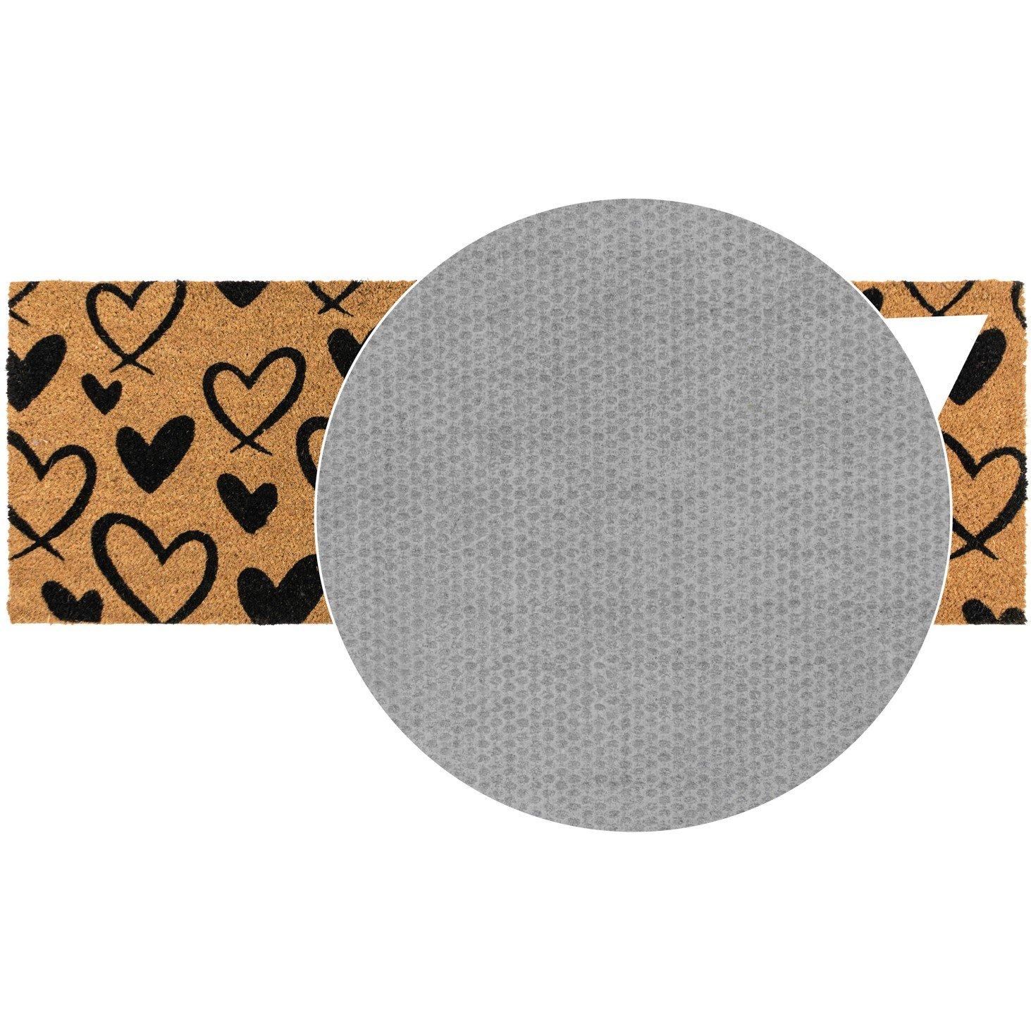 Multi - JVL - JVL Latex Coir Runner - Hearts 40x120cm - 5