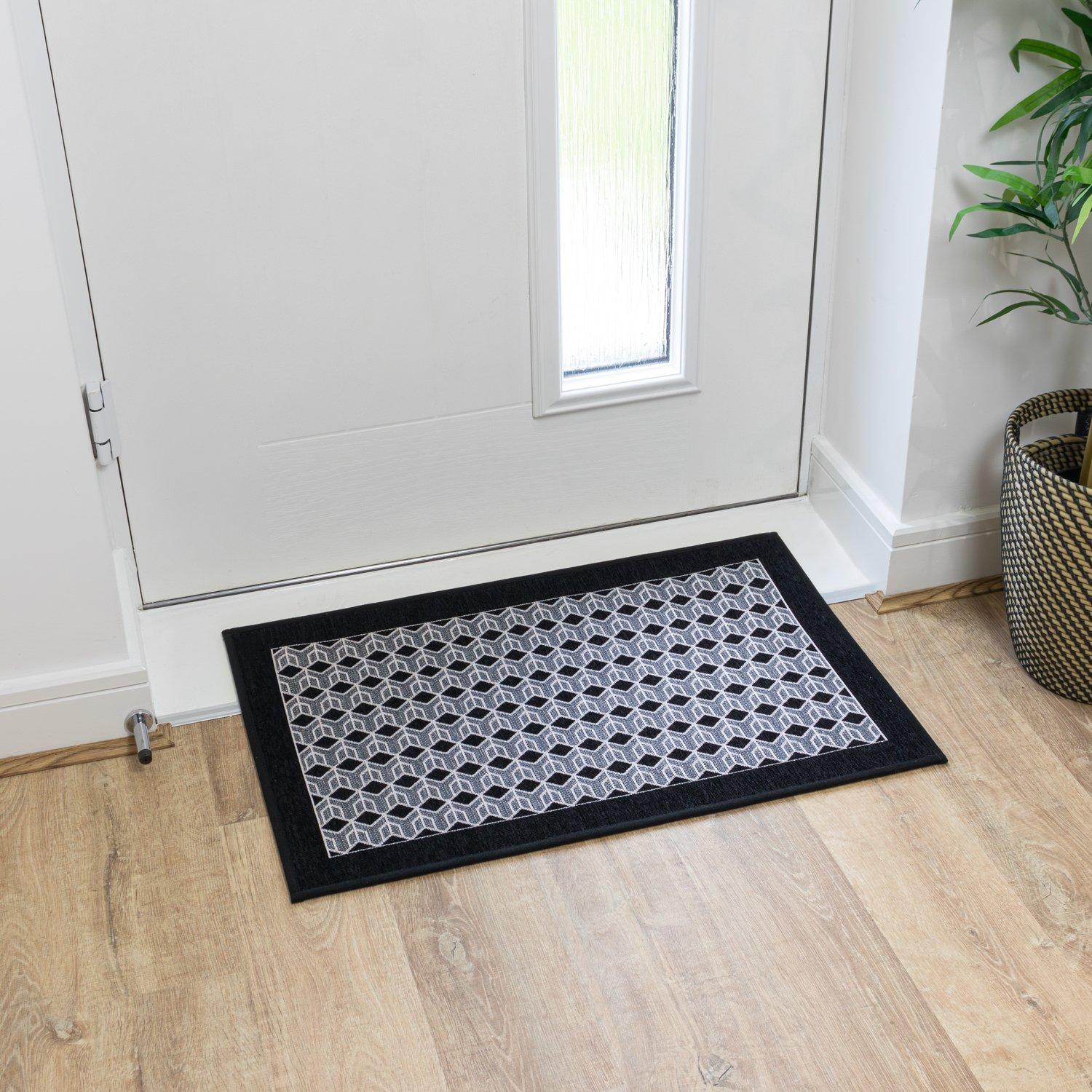 Black - JVL - JVL Allure Machine Washable Entrance Doormat and R - 9