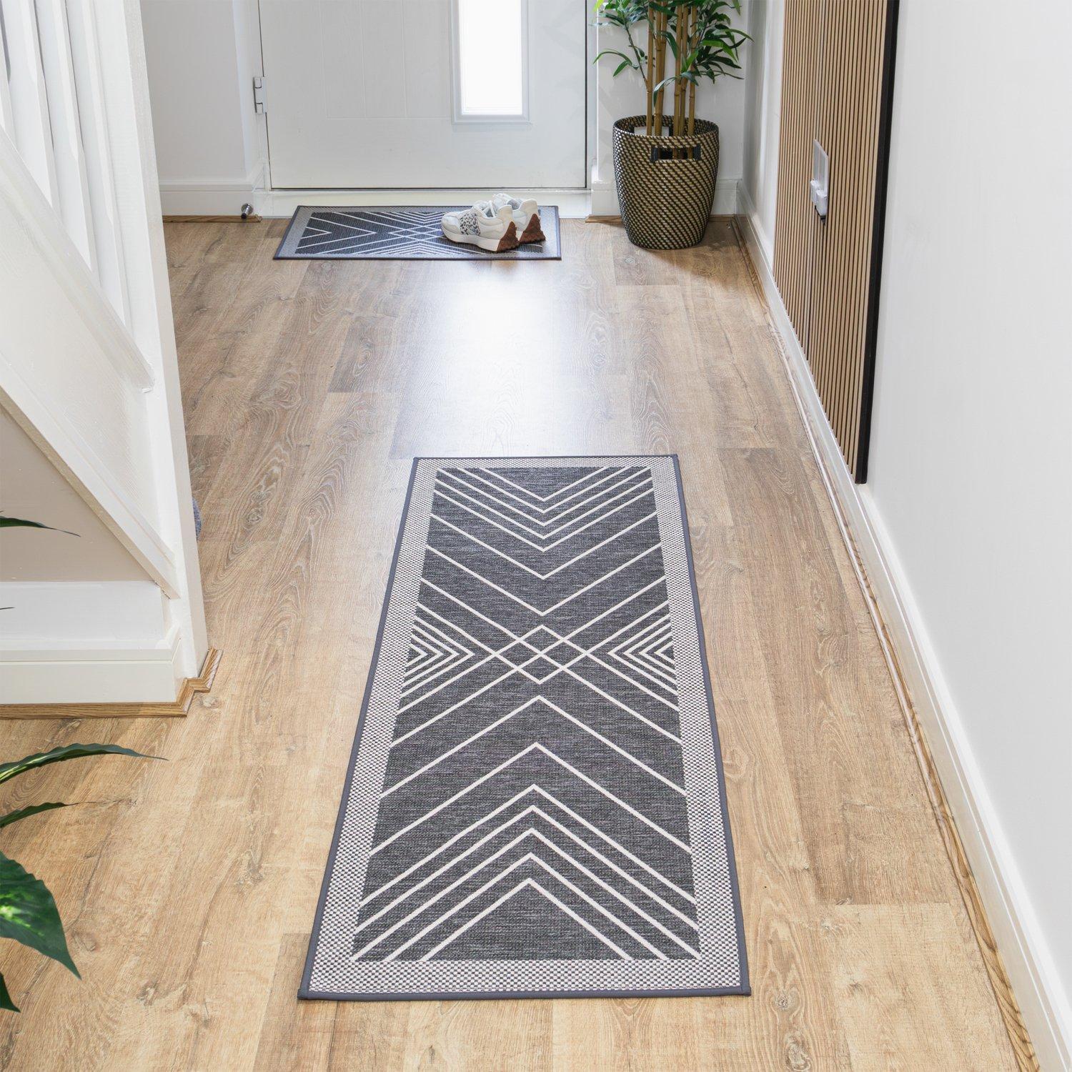 Grey - JVL - JVL Expression Machine Washable Entrance Doormat a - 10