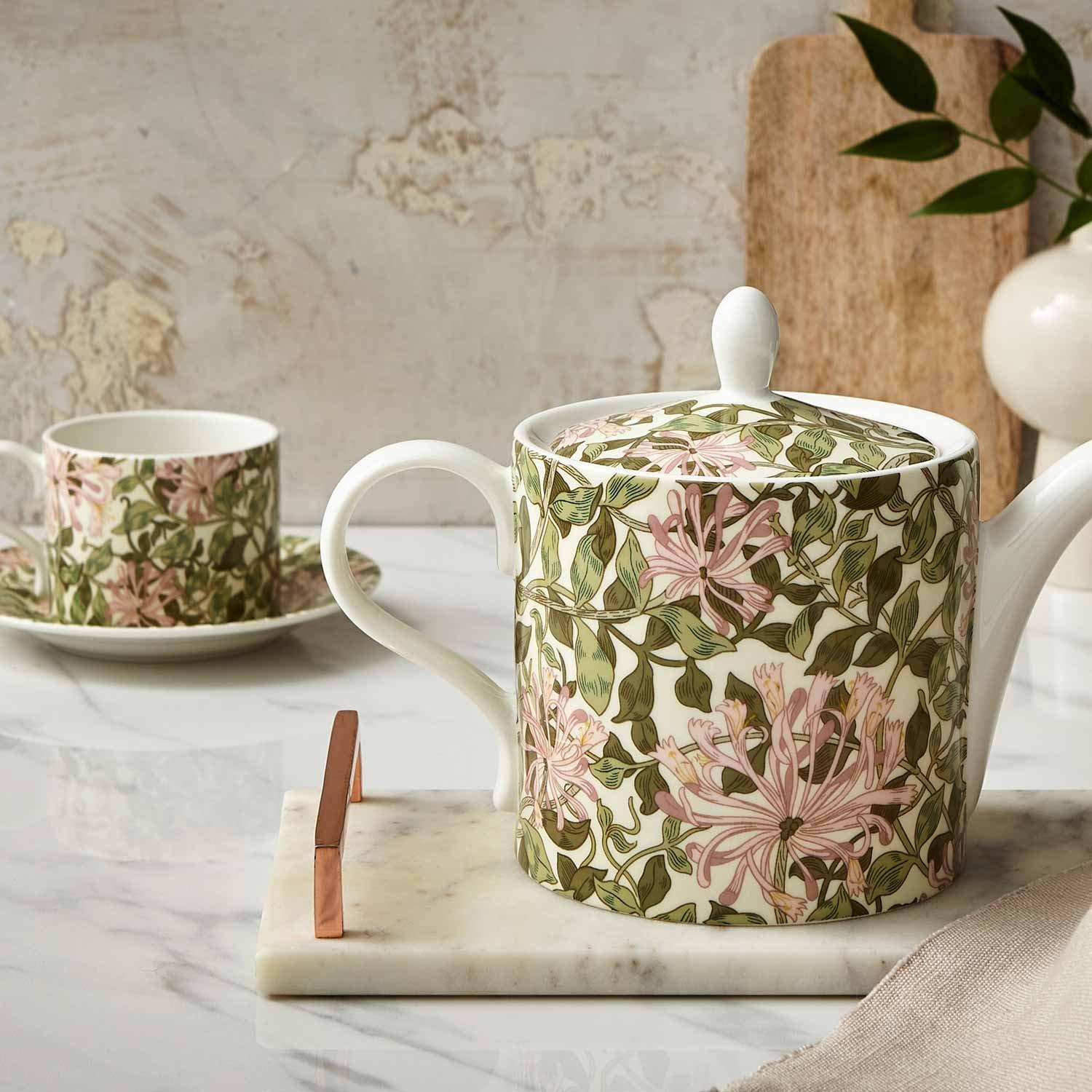 Pink - Spode - Morris & Co. Honeysuckle Teapot - 5