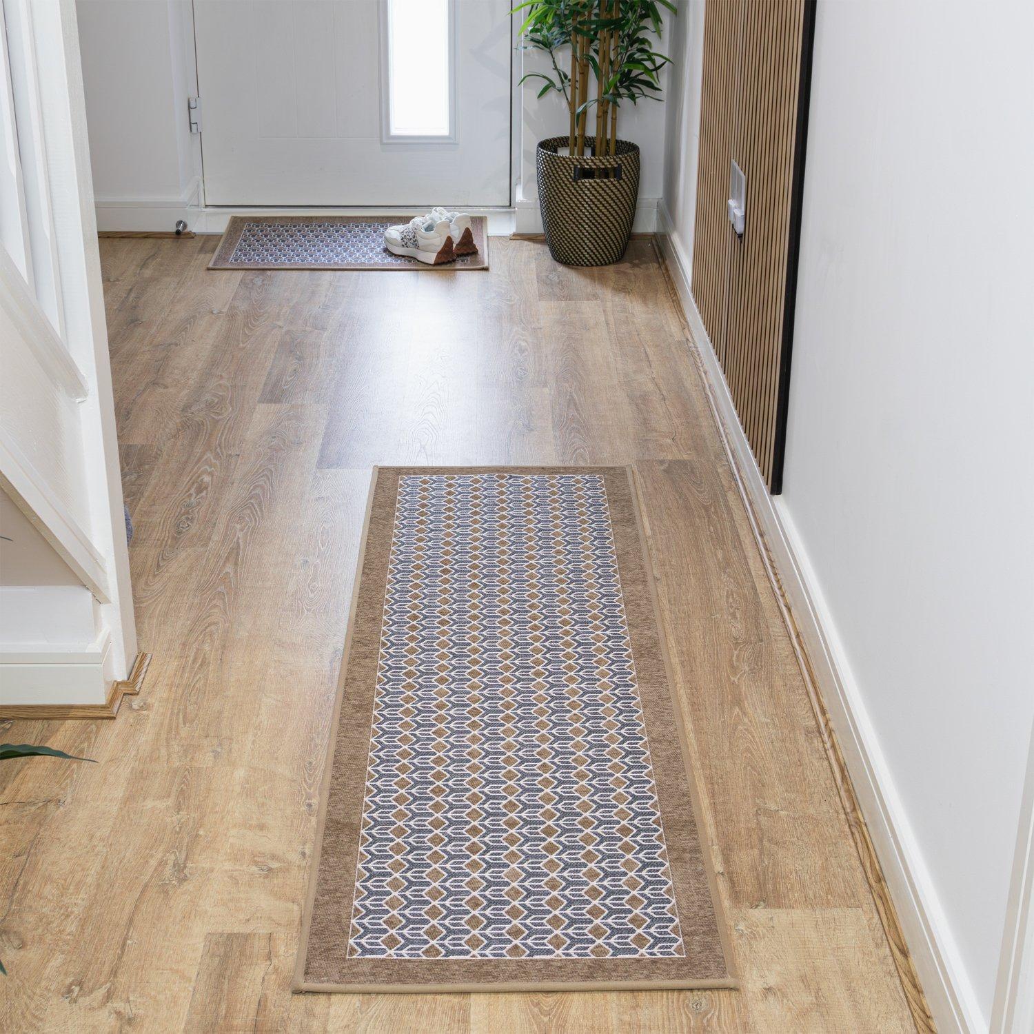 Beige - JVL - JVL Allure Machine Washable Entrance Runner - 7