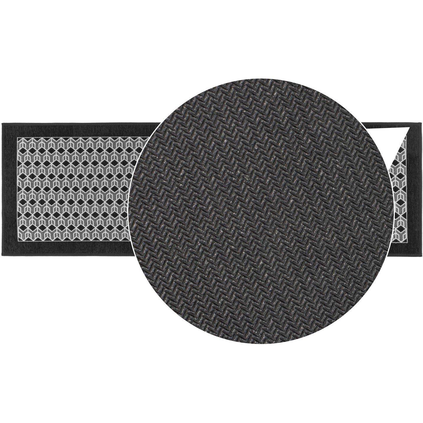 Black - JVL - JVL Allure Machine Washable Entrance Runner Doorma - 5