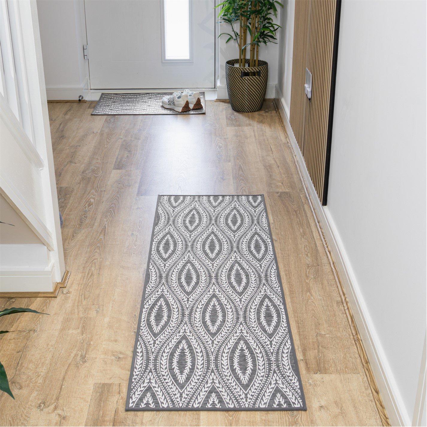 Jvl  Harmony Machine Washable Entrance Runner - Grey - 50x150cm