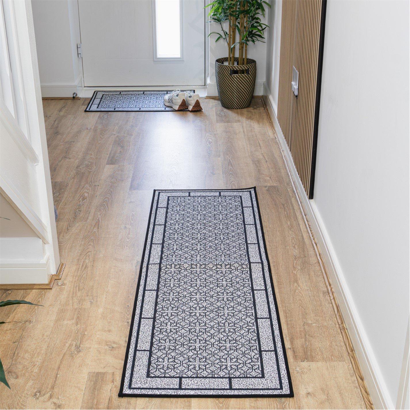 Grey - JVL - JVL Avanti Machine Washable Entrance Runner - 8