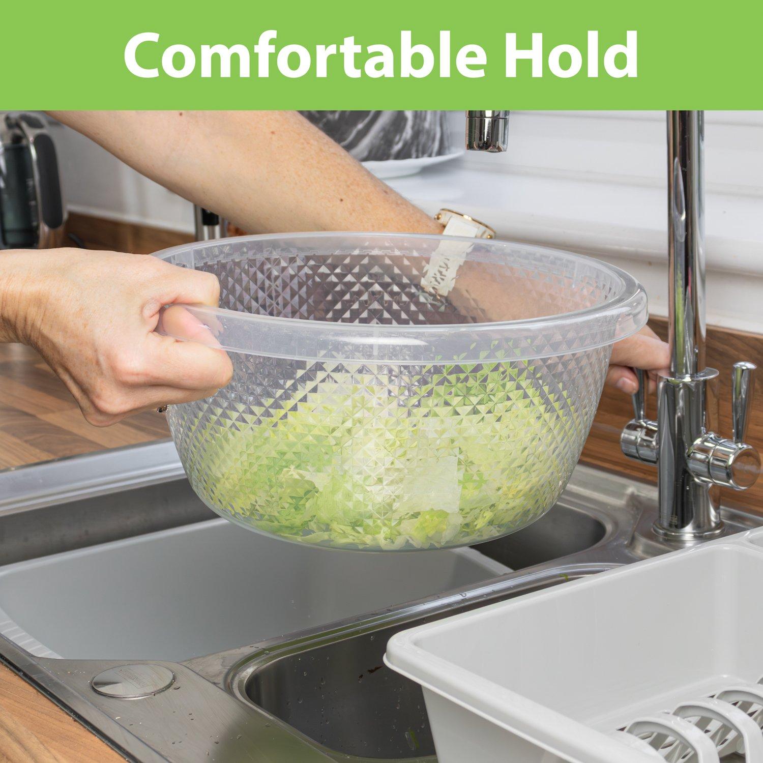 Clear - JVL - JVL Sapphire Round Serving Mixing Bowls - Set of 3 - 4