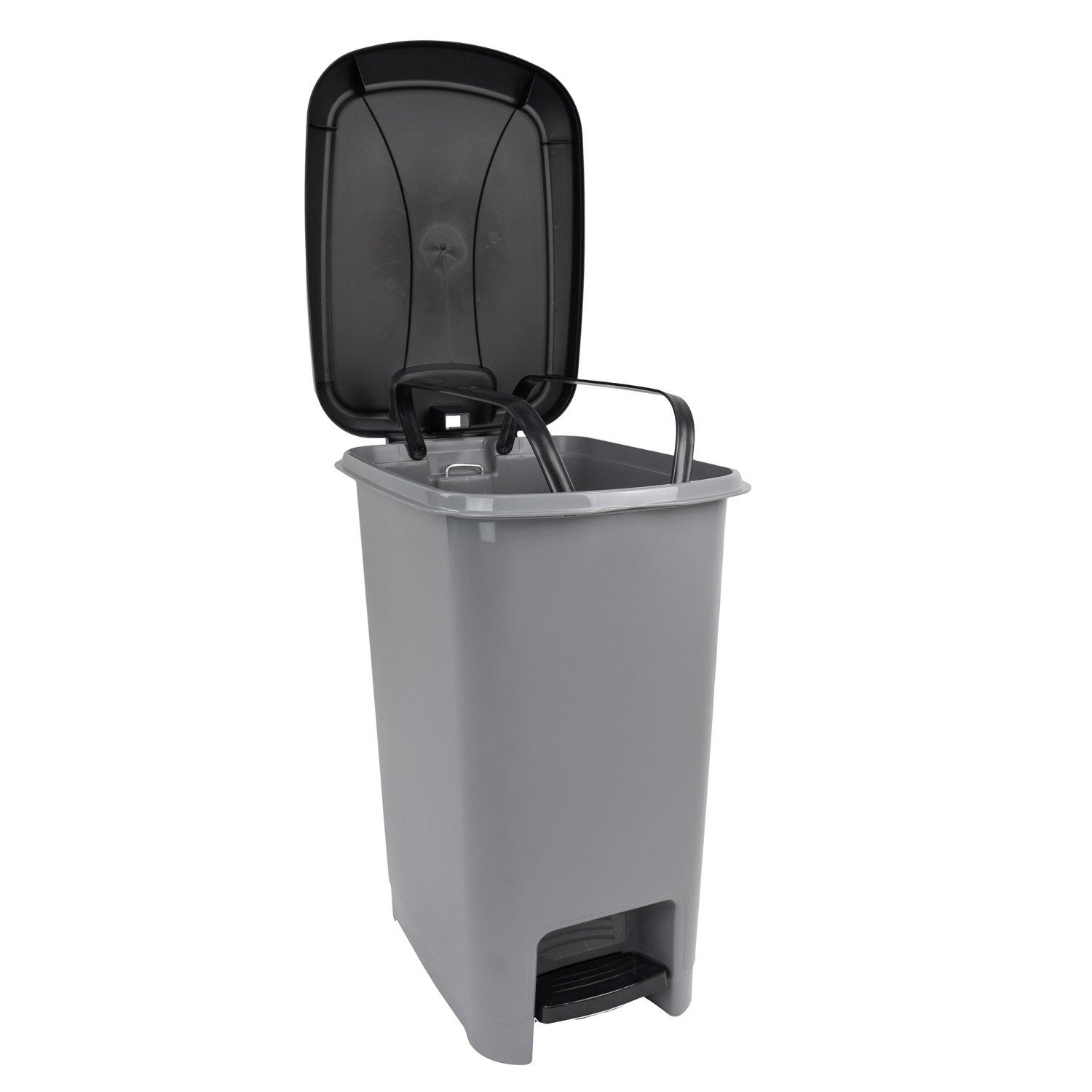 Grey - JVL - JVL Slim Pedal Bin - 10L - 9