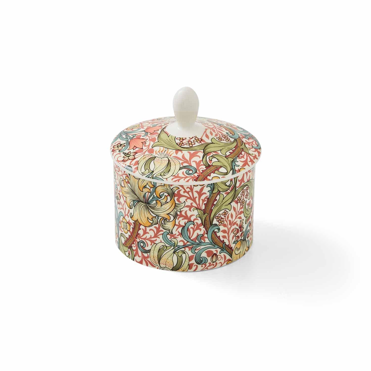 Pink - Spode - Morris & Co. Golden Lily Sugar Bowl with Lid - 1