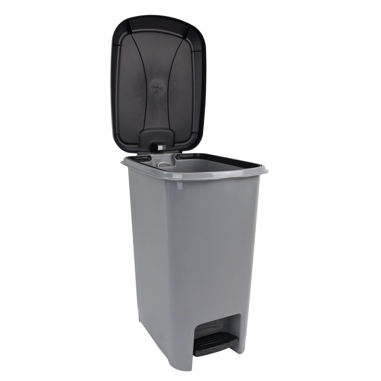 Grey - JVL - JVL Slim Pedal Bin - 15L - 5