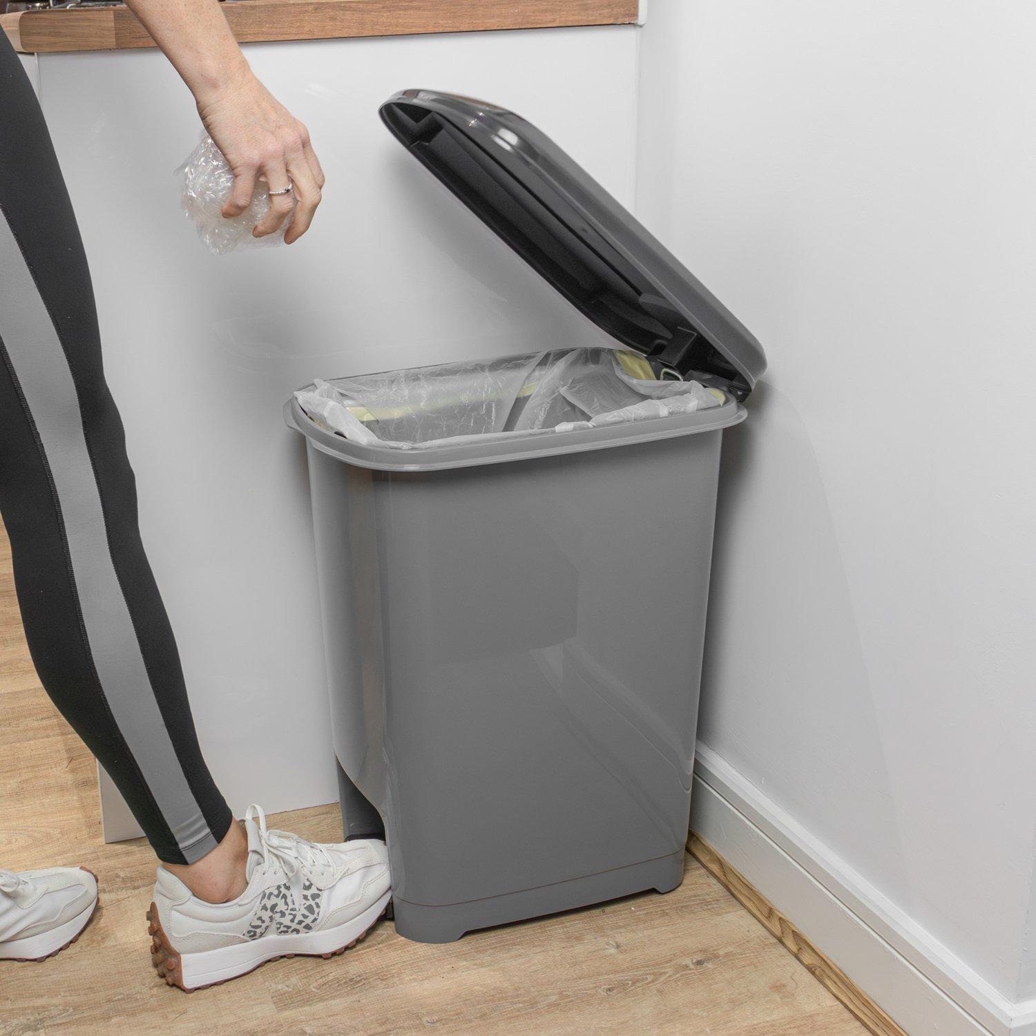 Grey - JVL - JVL Slim Pedal Bin - 40L - 11