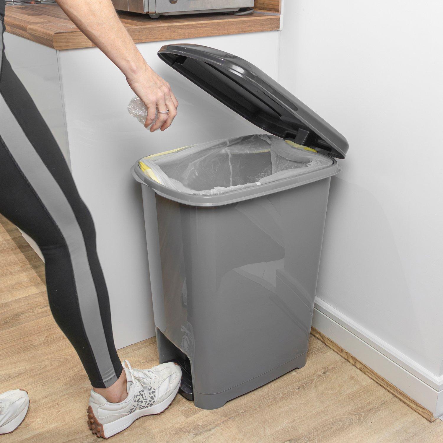 Grey - JVL - JVL Slim Pedal Bin - 60L - 11