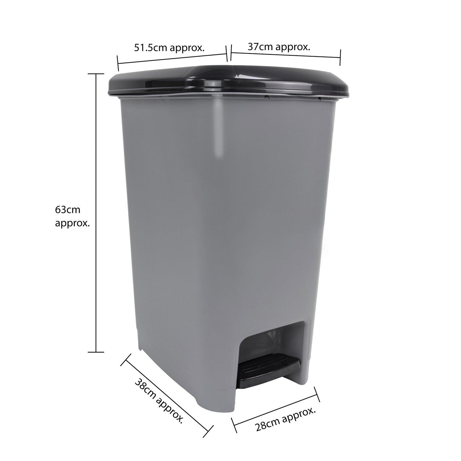 Grey - JVL - JVL Slim Pedal Bin - 60L - 12