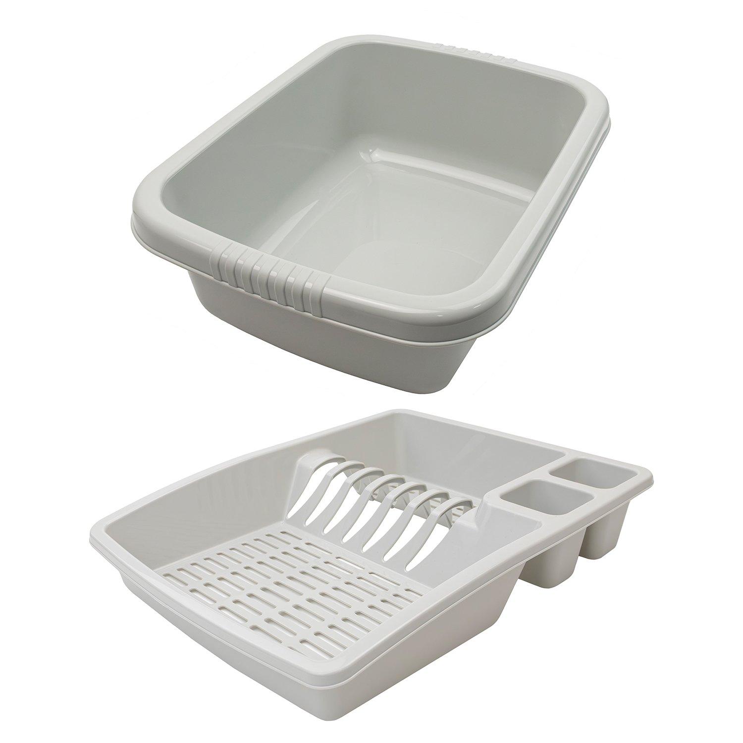 Clear - JVL - Plastic Dish Drainer and Rectangular Washing U - 1