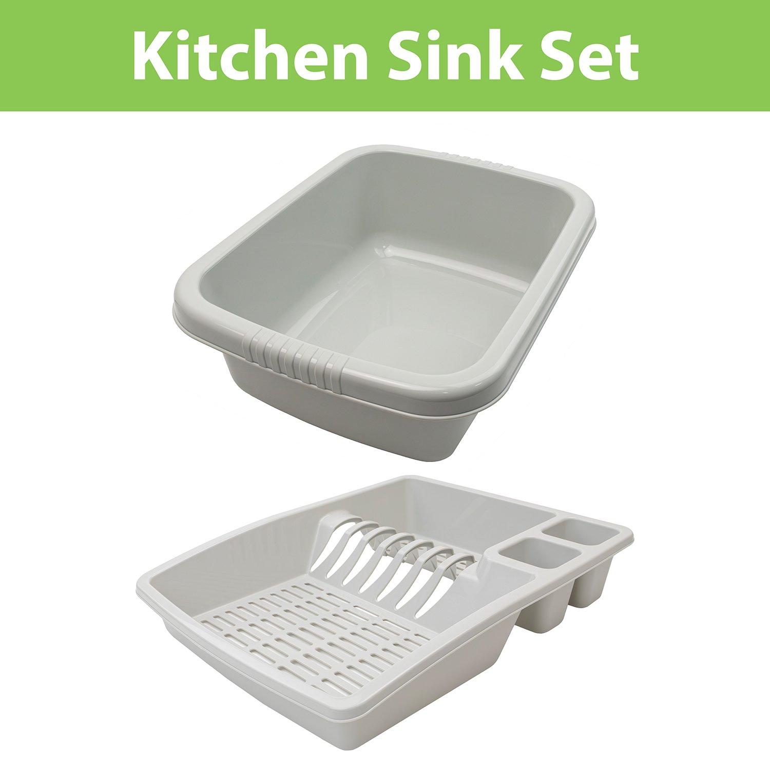 Clear - JVL - JVL Plastic Dish Drainer and Rectangular Washing U - 3