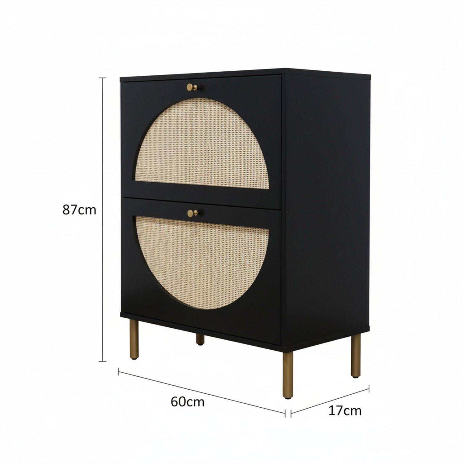 Sort - Linea - Black Rattan Modern Nightstand - 3