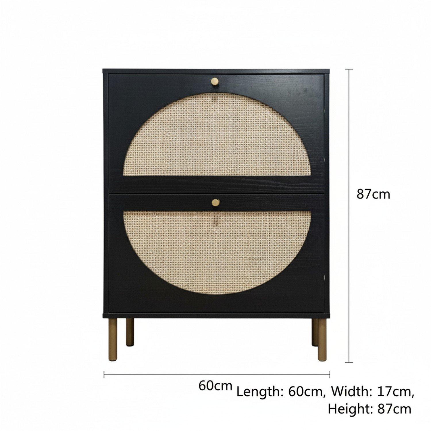 Sort - Linea - Black Rattan Modern Nightstand - 4