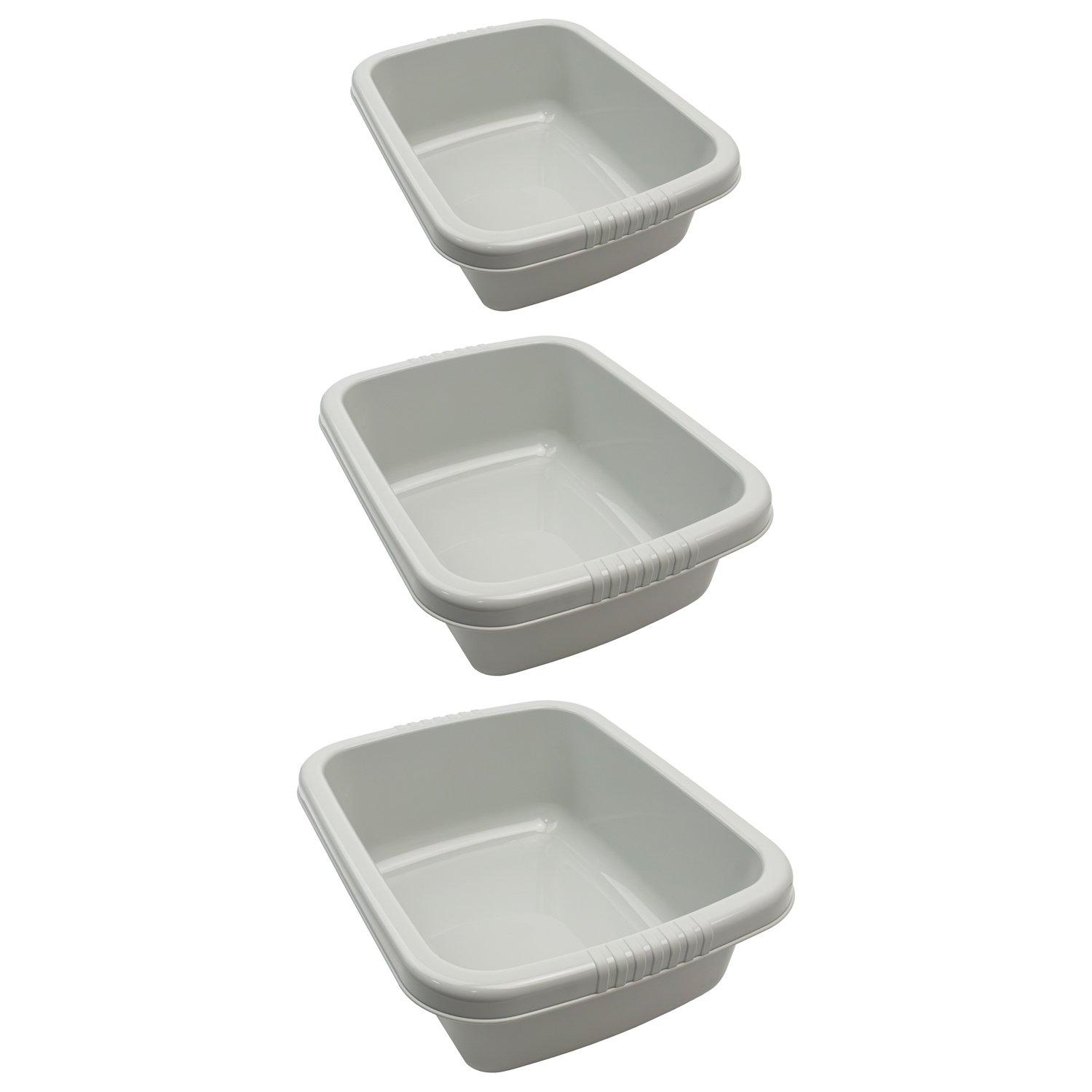 Grey - JVL - Plastic Washing Up Cleaning Bowls - Set of 3 - 1