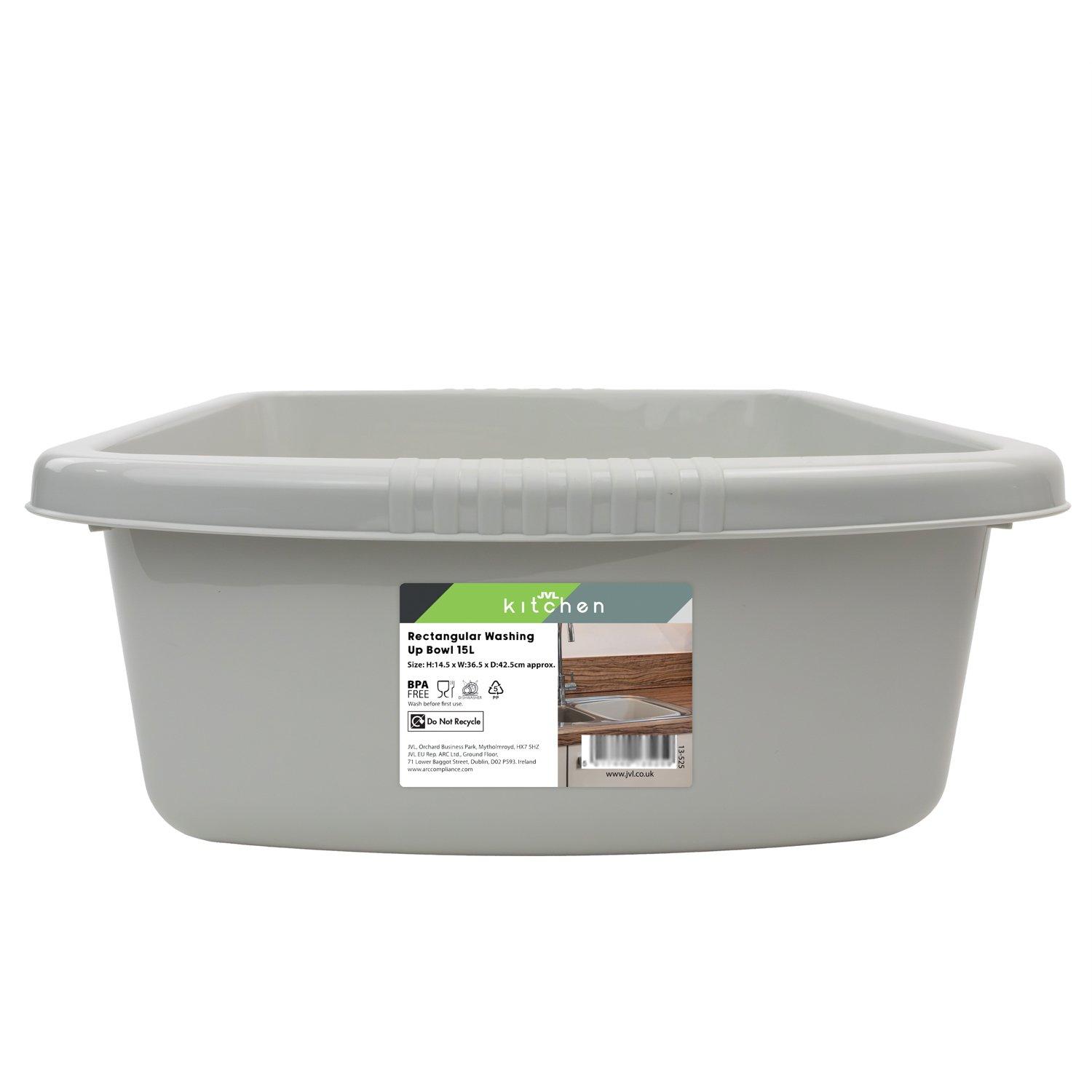 Grey - JVL - JVL Plastic Washing Up Cleaning Bowls  - Set of 3 - 9
