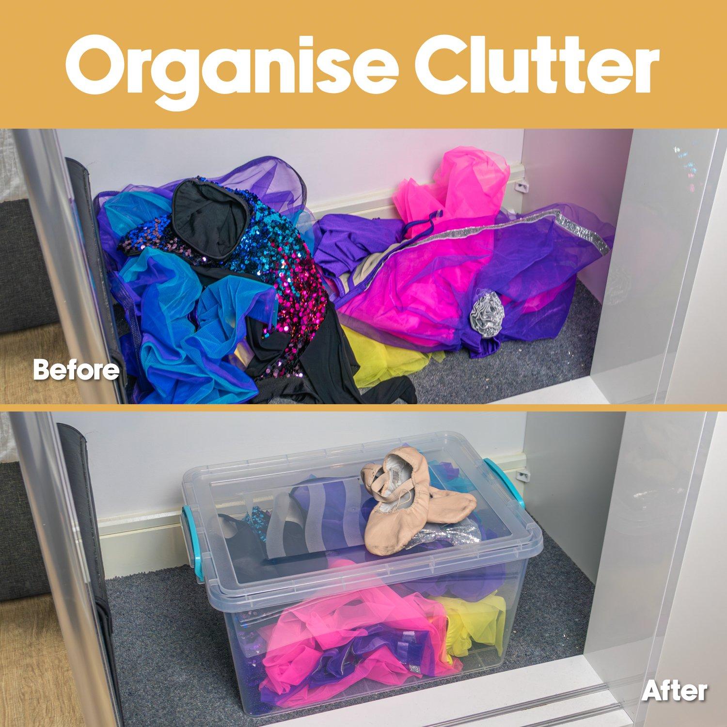 Clear - JVL - JVL Plastic Clip Lidded Storage Box - Set of 3 - 5