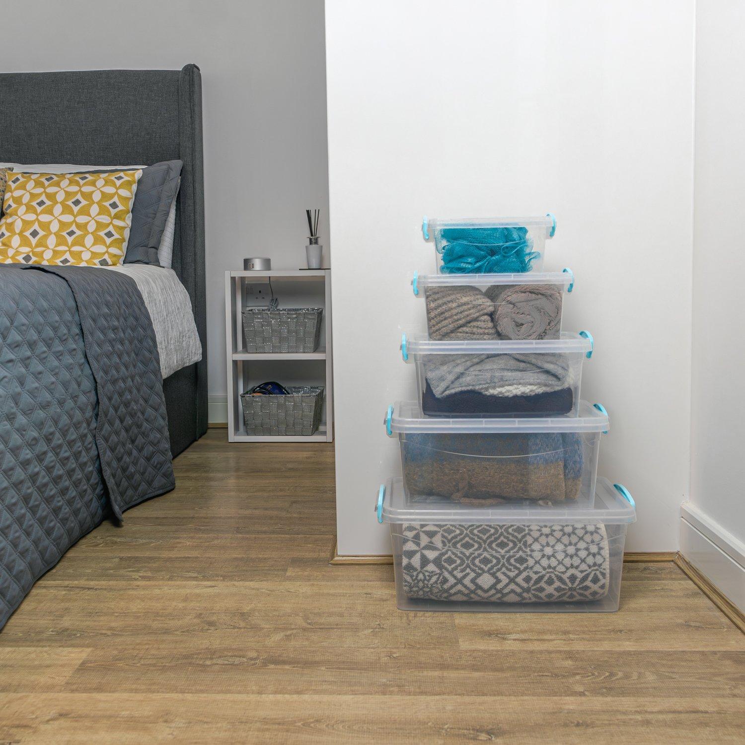 Clear - JVL - JVL Multipurpose Storage Box with Lid - Set of 5 - 2