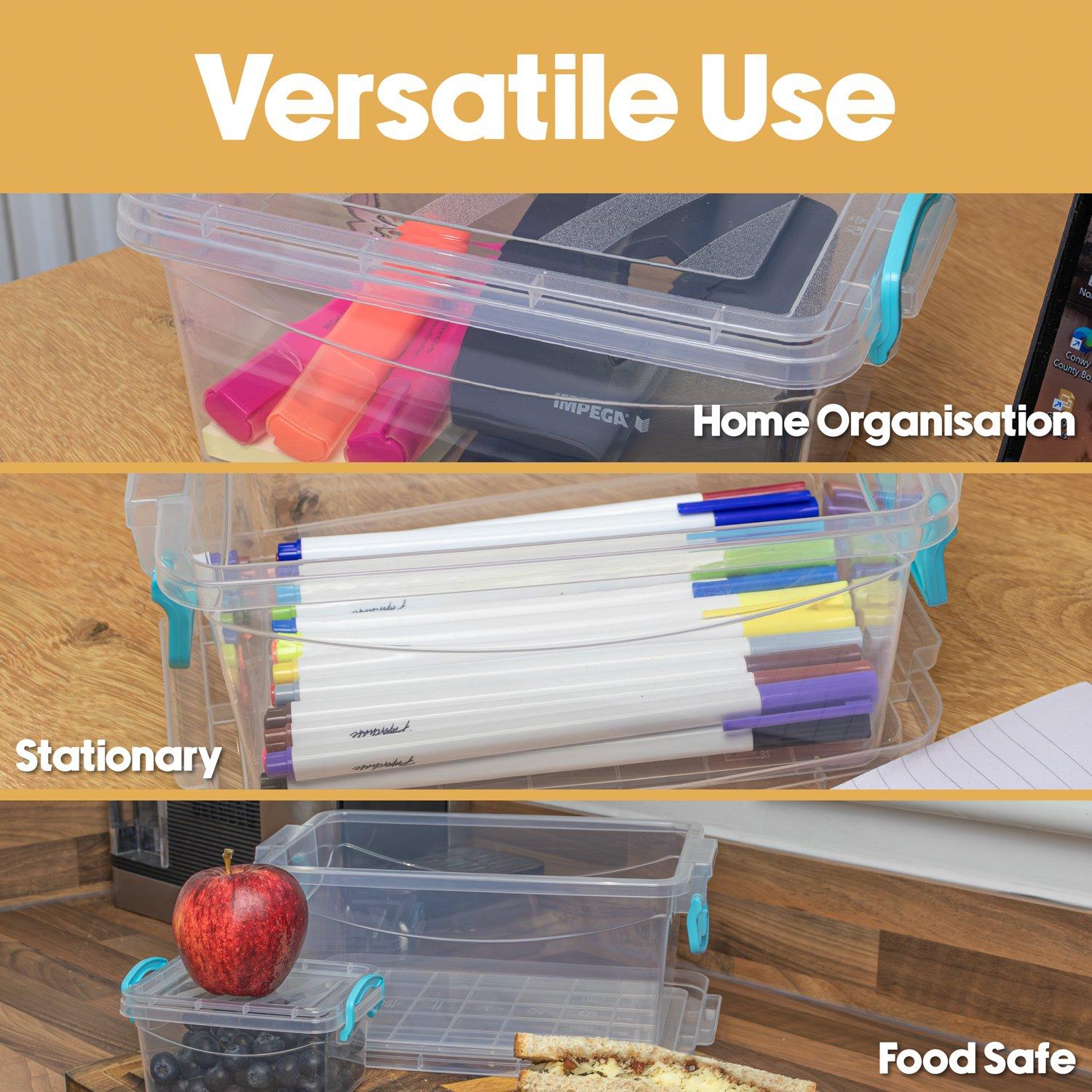 Clear - JVL - JVL Multipurpose Storage Box with Lid - Set of 5 - 6