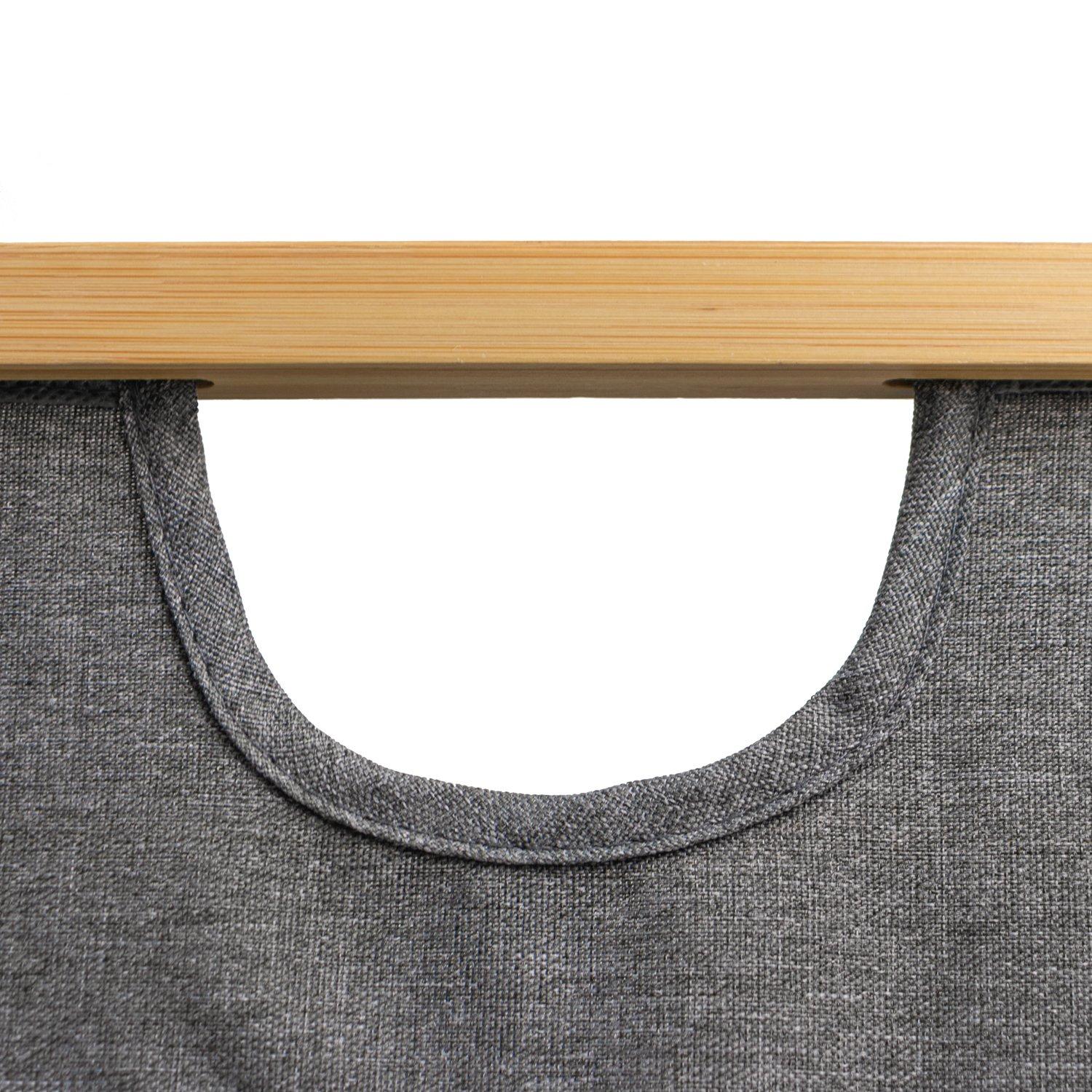 Grey - JVL - JVL Bambanio Foldable Bamboo Laundry Hamper - 66L - 2