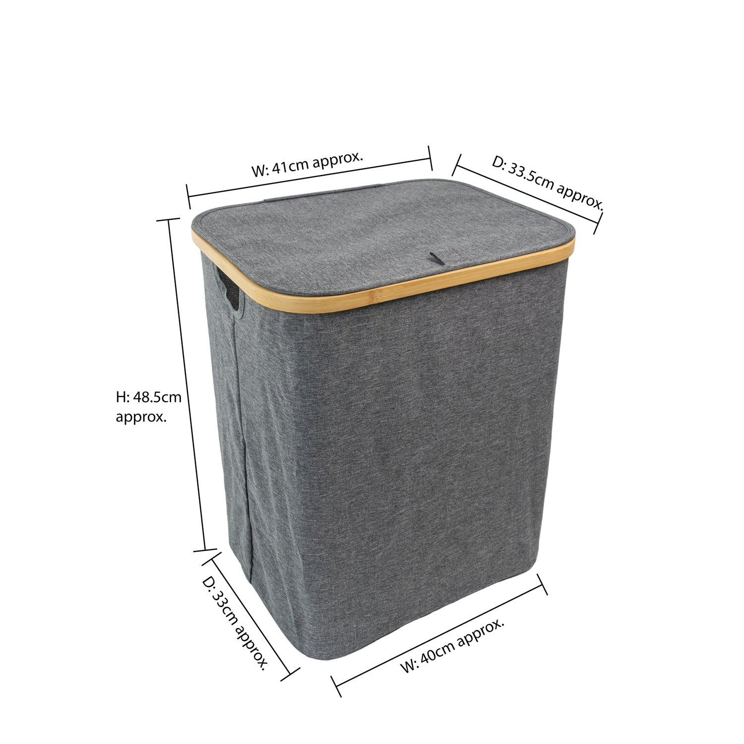 Grey - JVL - JVL Bambanio Foldable Bamboo Laundry Hamper - 66L - 11