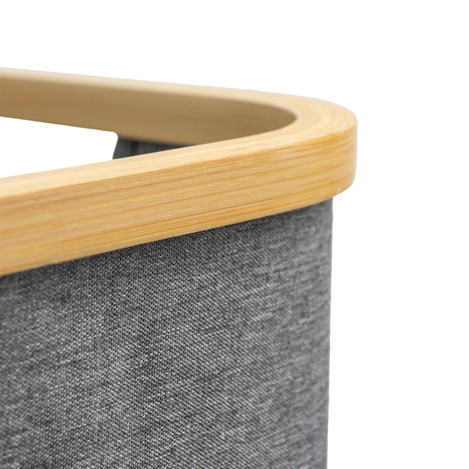 Grey - JVL - JVL Bambanio Foldable Bamboo Laundry Hamper - 66L - 3