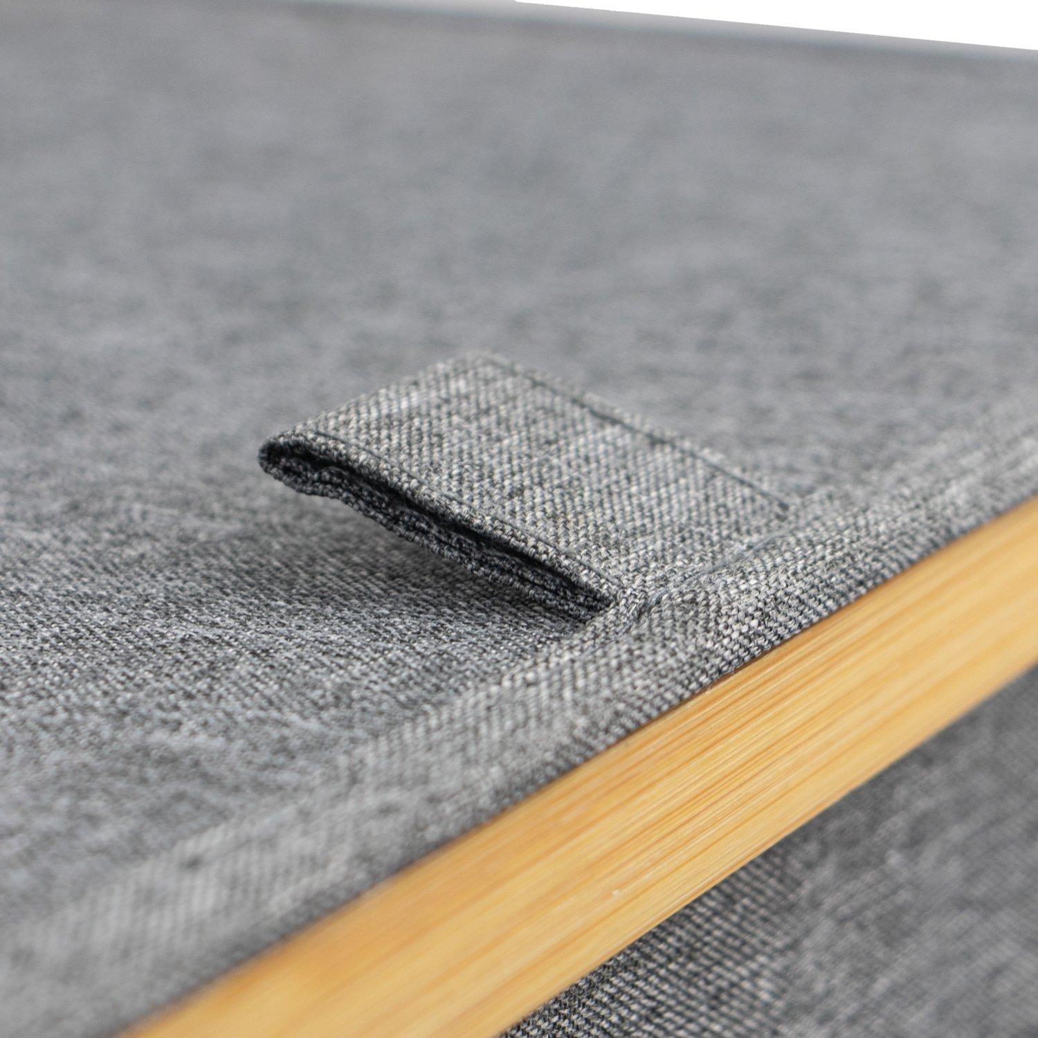 Grey - JVL - JVL Bambanio Foldable Bamboo Laundry Hamper - 66L - 4