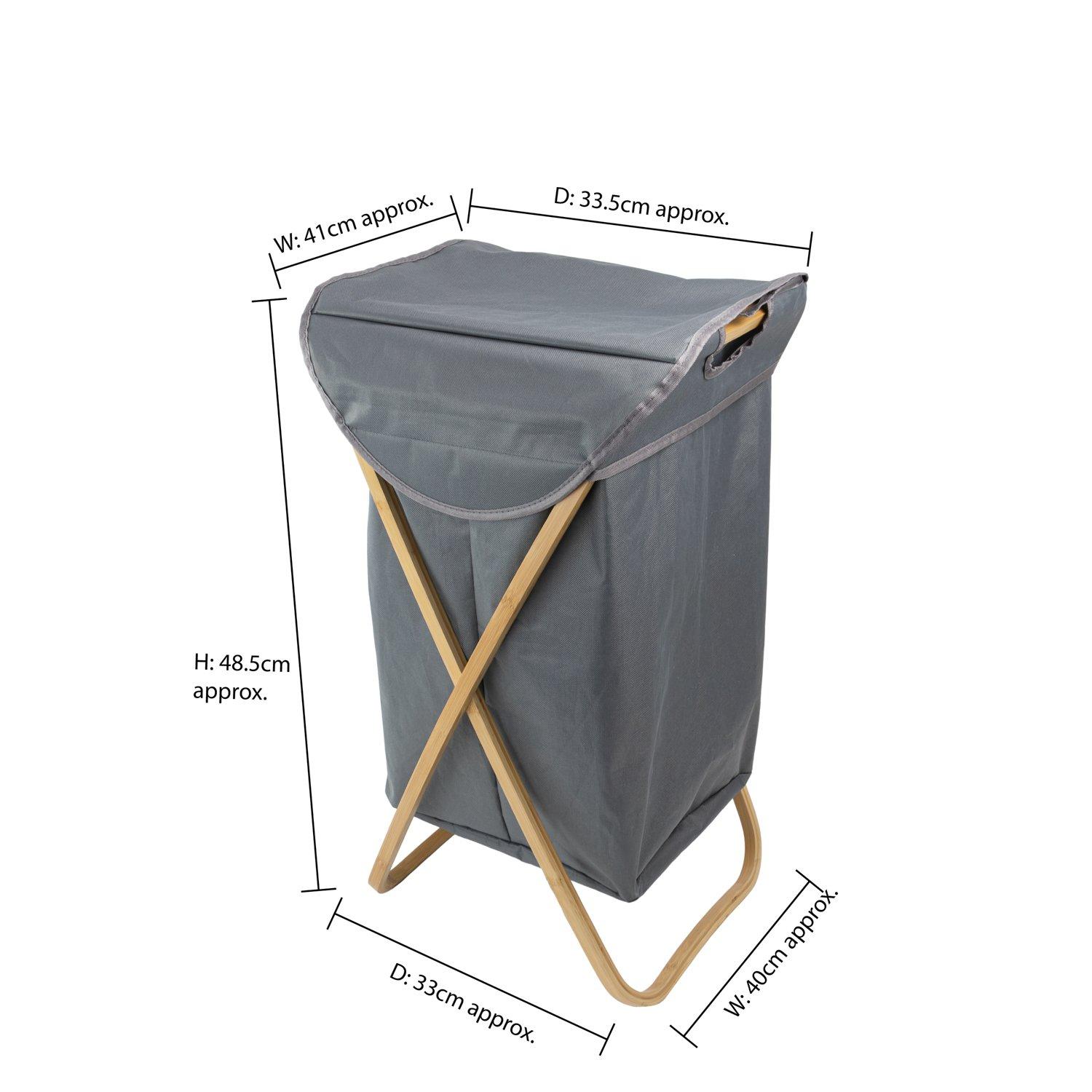 Grey - JVL - JVL Bambanio Foldable Laundry Hamper - 100L - 10