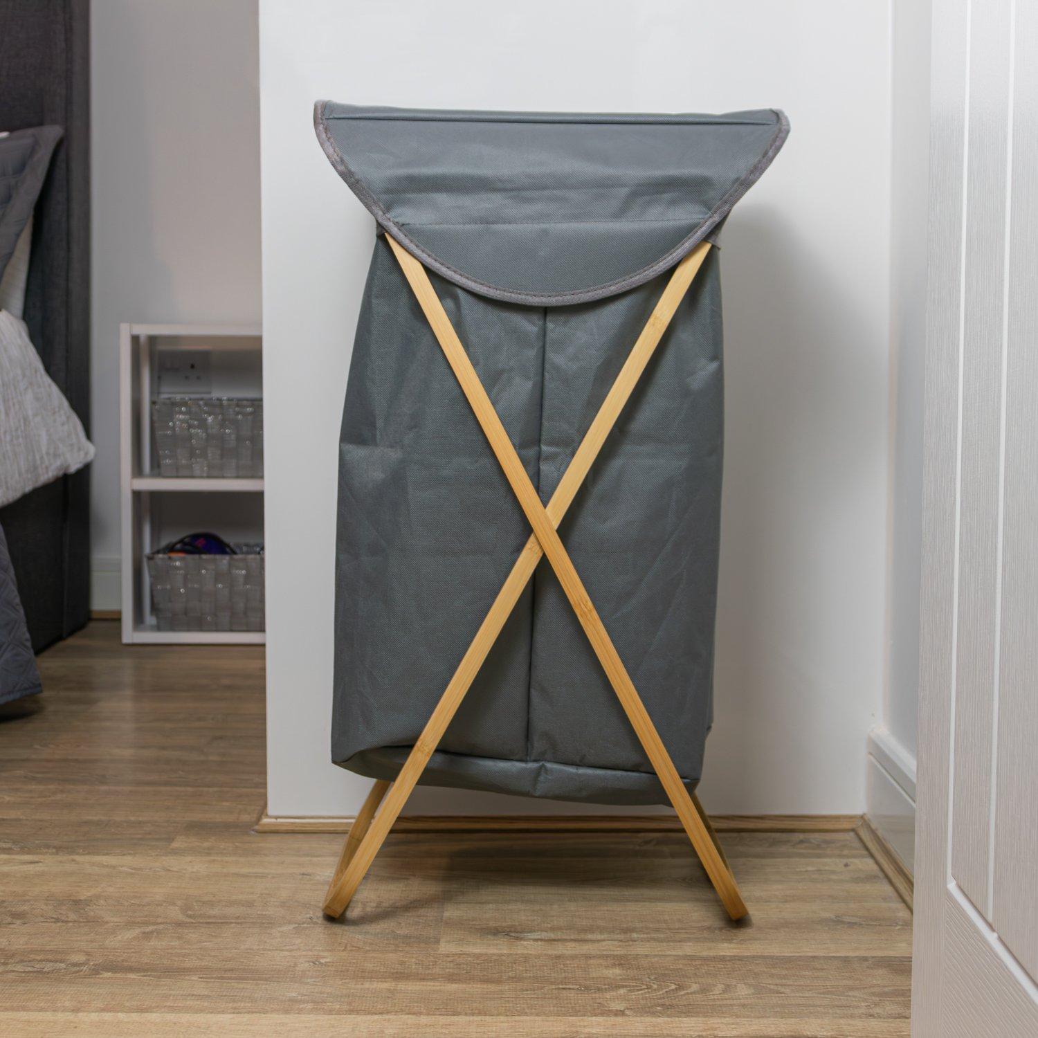 Grey - JVL - JVL Bambanio Foldable Laundry Hamper - 100L - 6