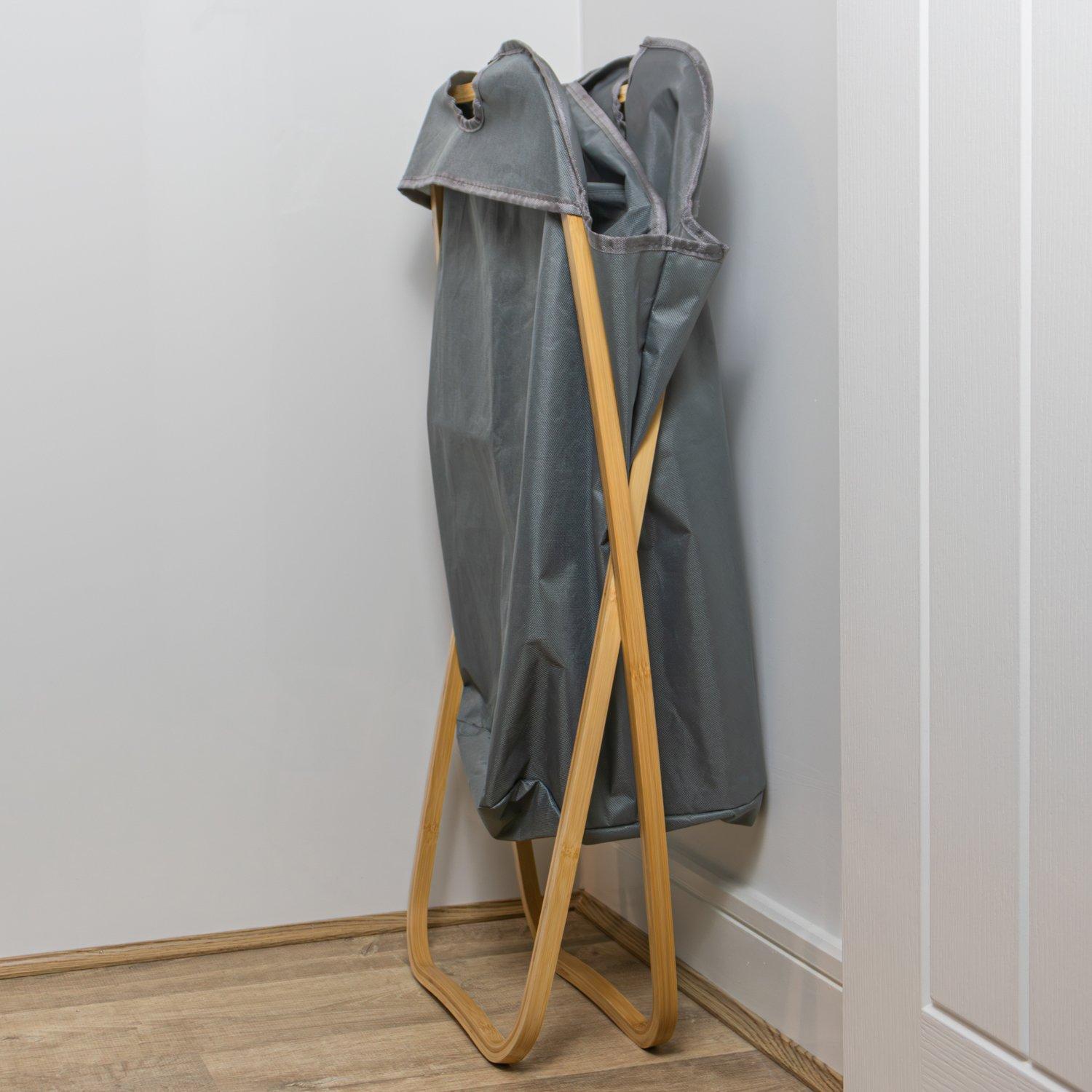 Grey - JVL - JVL Bambanio Foldable Laundry Hamper - 100L - 9