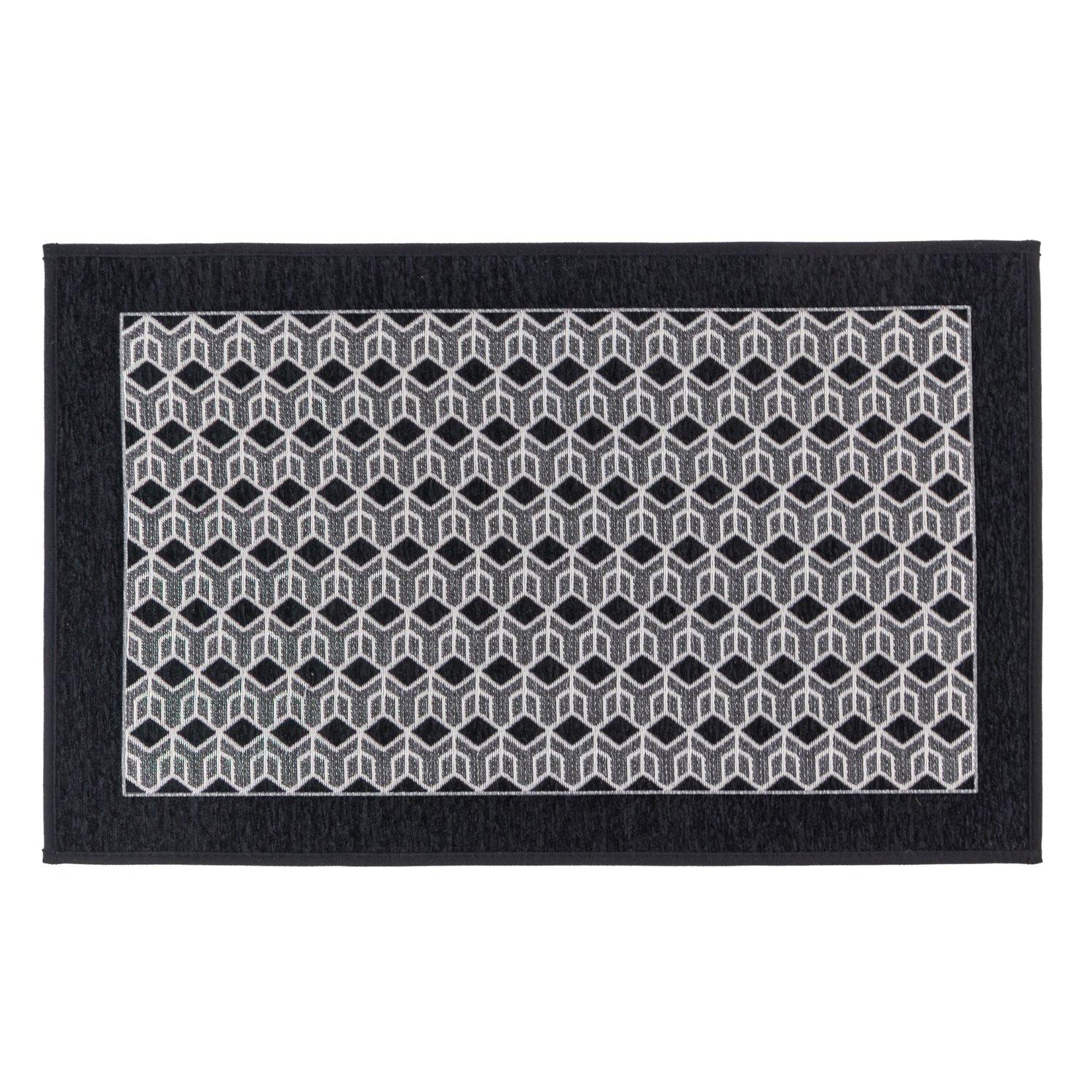 Black - JVL - JVL Allure Machine Washable Doormat 50x75cm - 1