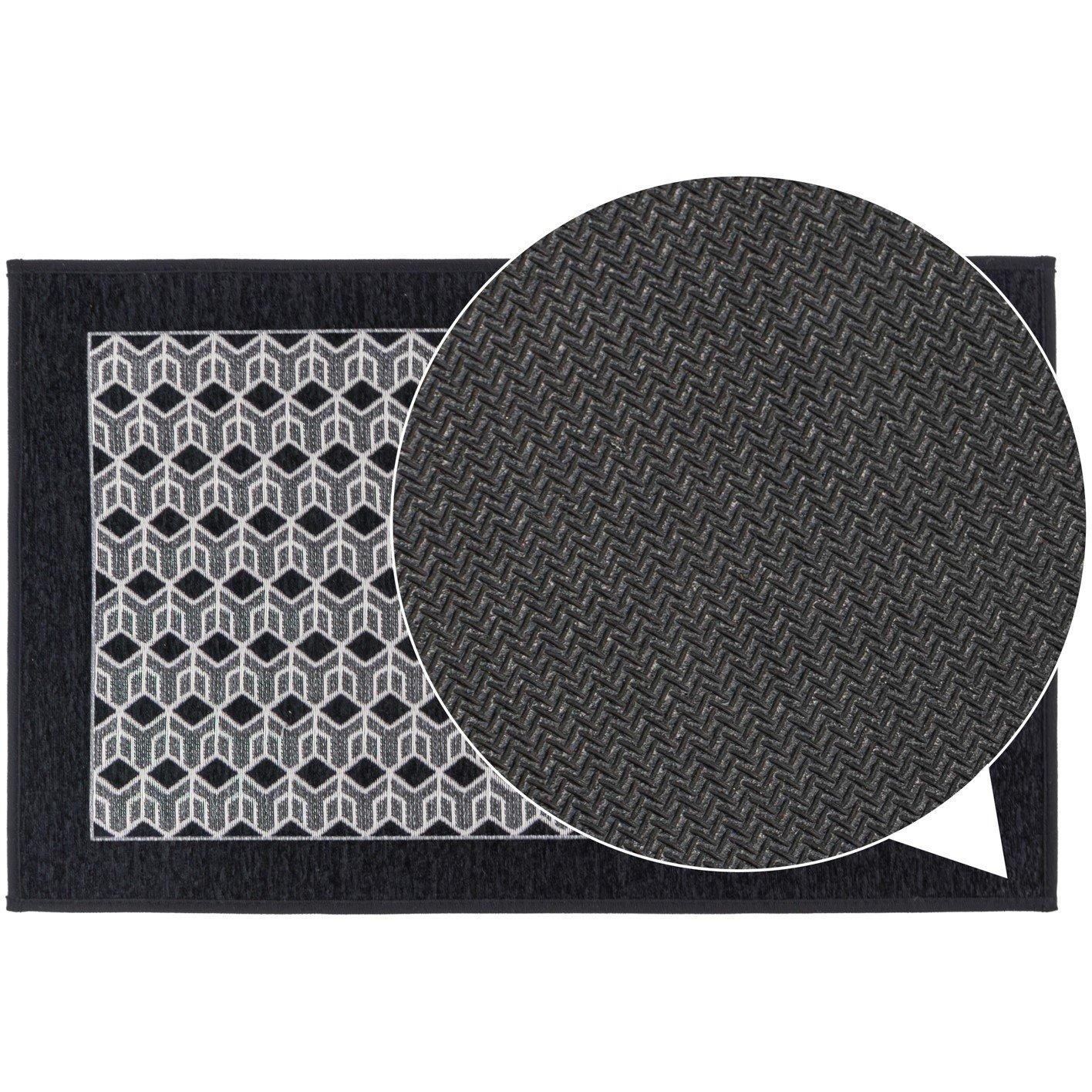 Black - JVL - JVL Allure Machine Washable Doormat 50x75cm - 5