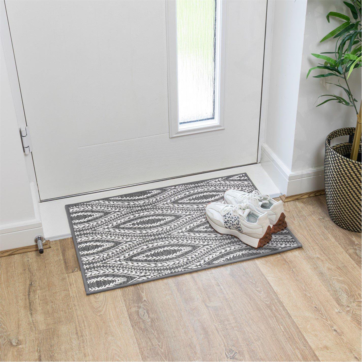 Grey - JVL - Harmony Machine Washable Doormat 50x75cm - 1