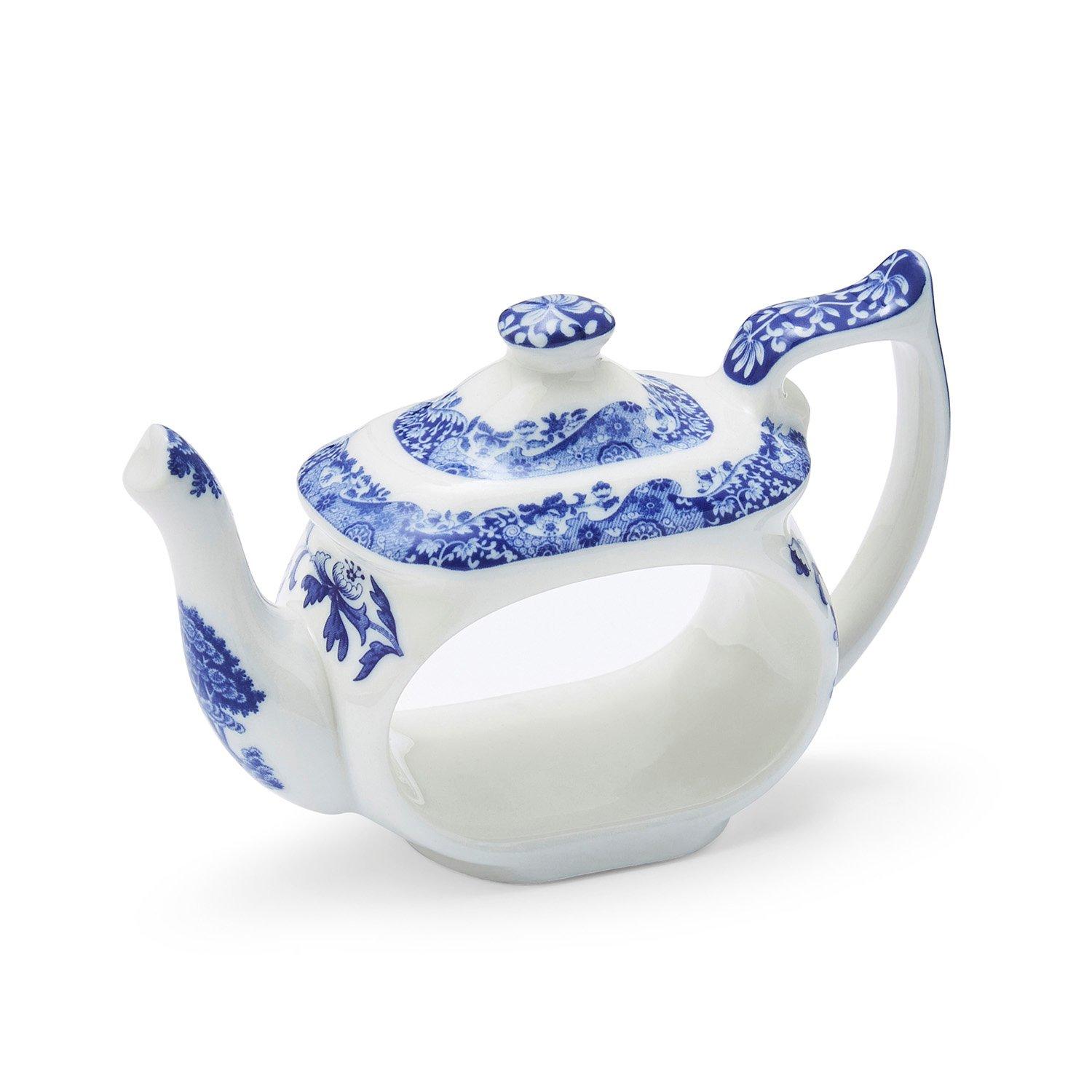 Blue - Spode - Spode Blue Italian Teapot Napkin Rings - Set of 4 - 3