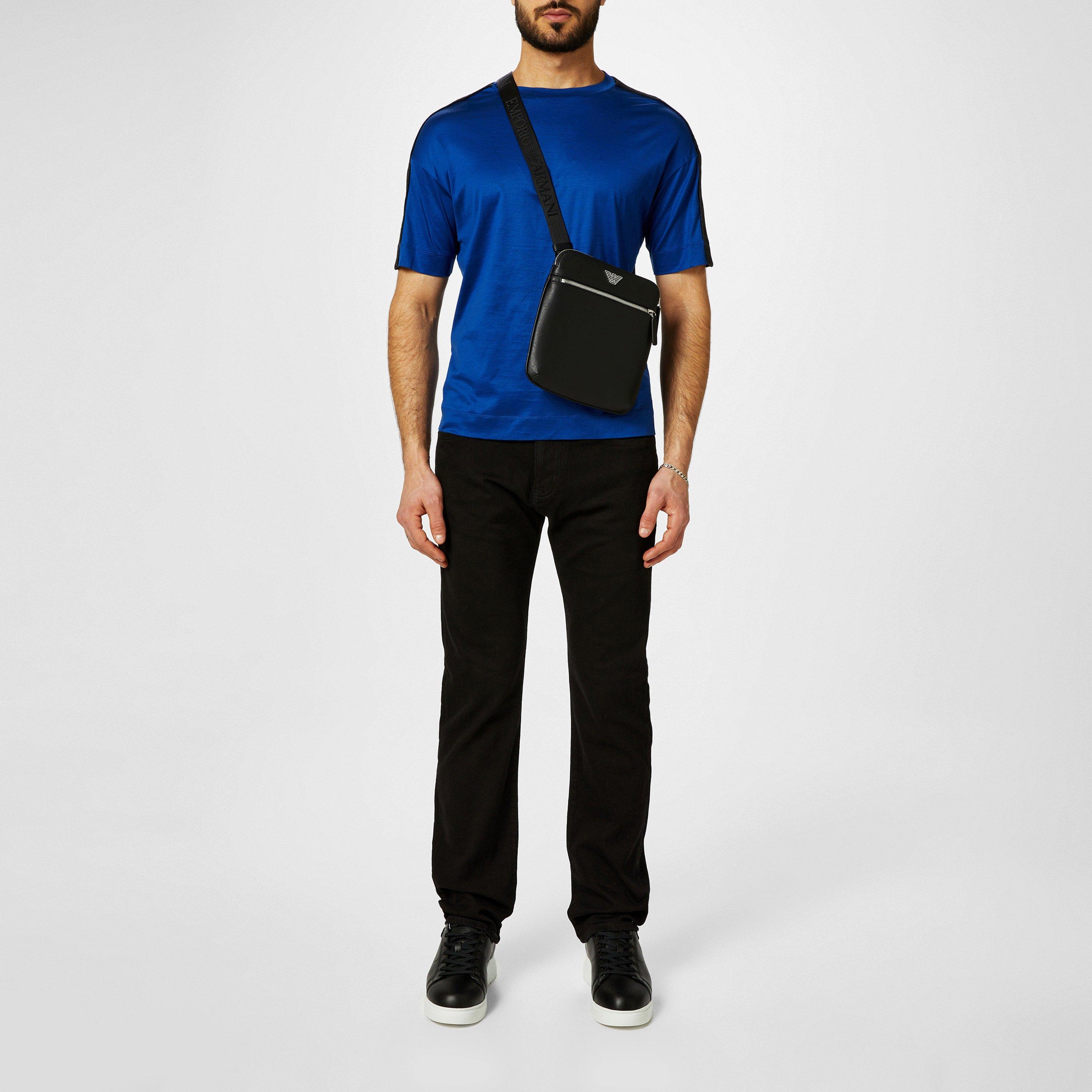 Black 81072 - Emporio Armani - Regenerated Saffiano Leather Flat Shoulder Bag - 2