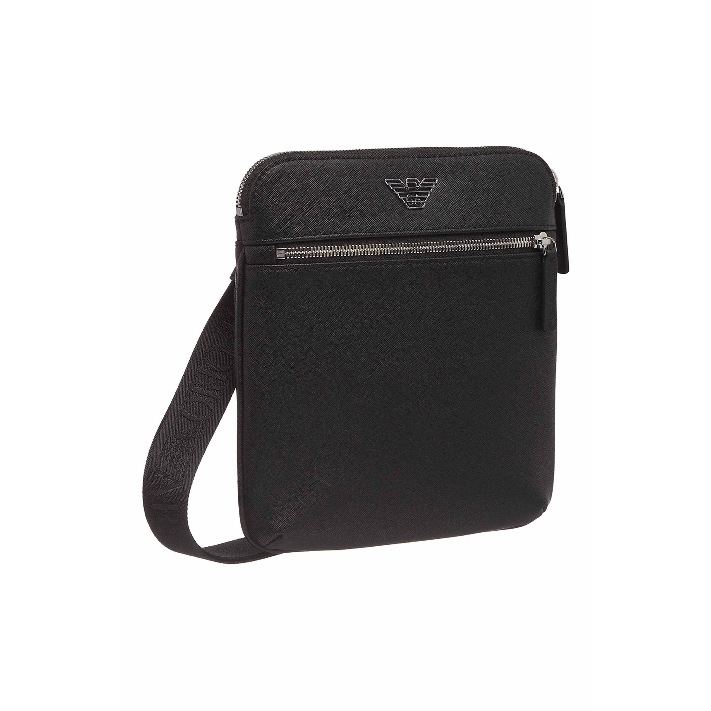 Emporio Armani Regenerated Saffiano Leather Flat Shoulder Bag