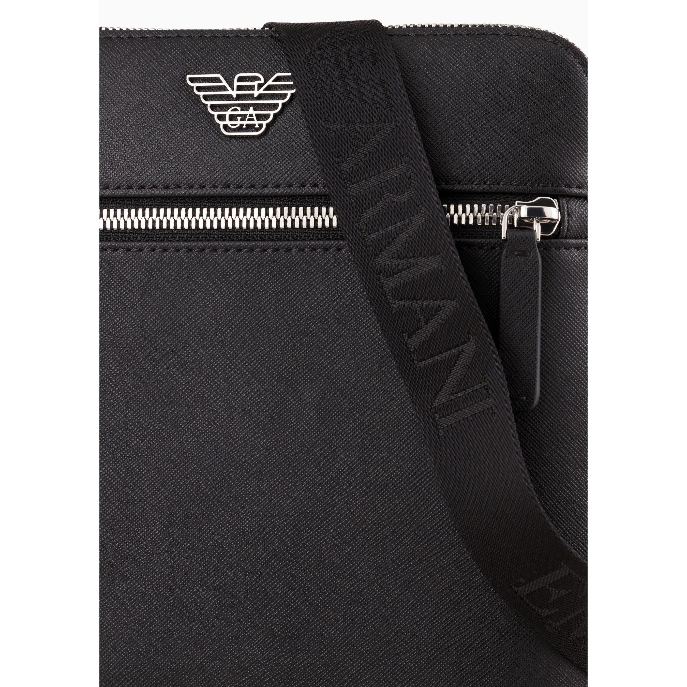 Black 81072 - Emporio Armani - Regenerated Saffiano Leather Flat Shoulder Bag - 5