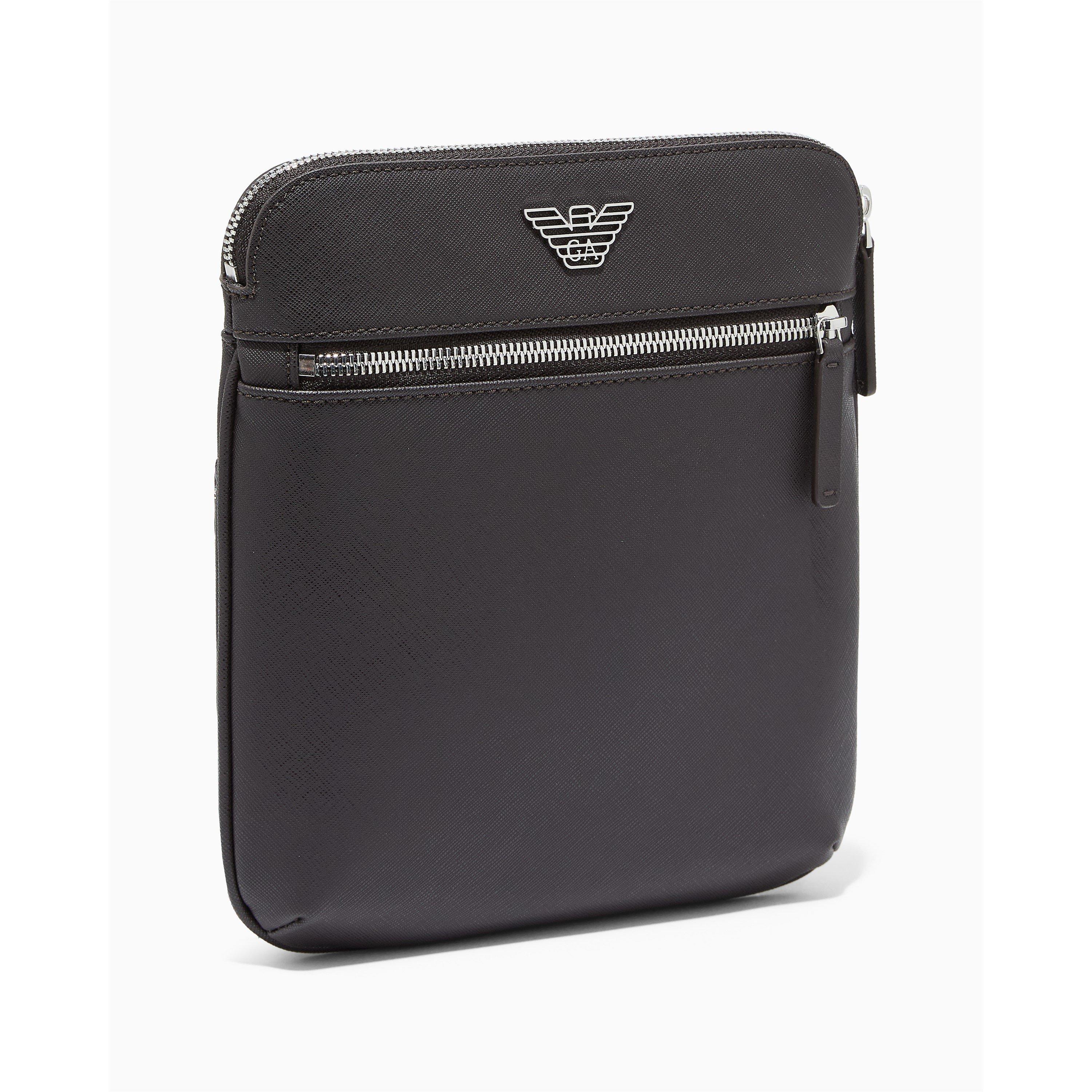 Ebony UB104 - Emporio Armani - Regenerated Saffiano Leather Flat Shoulder Bag - 1
