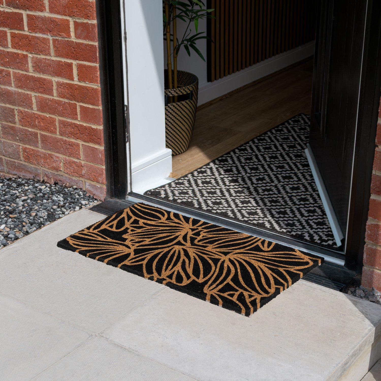 Multi - JVL - JVL Latex Coir - Black Floral 40x70cm - 12