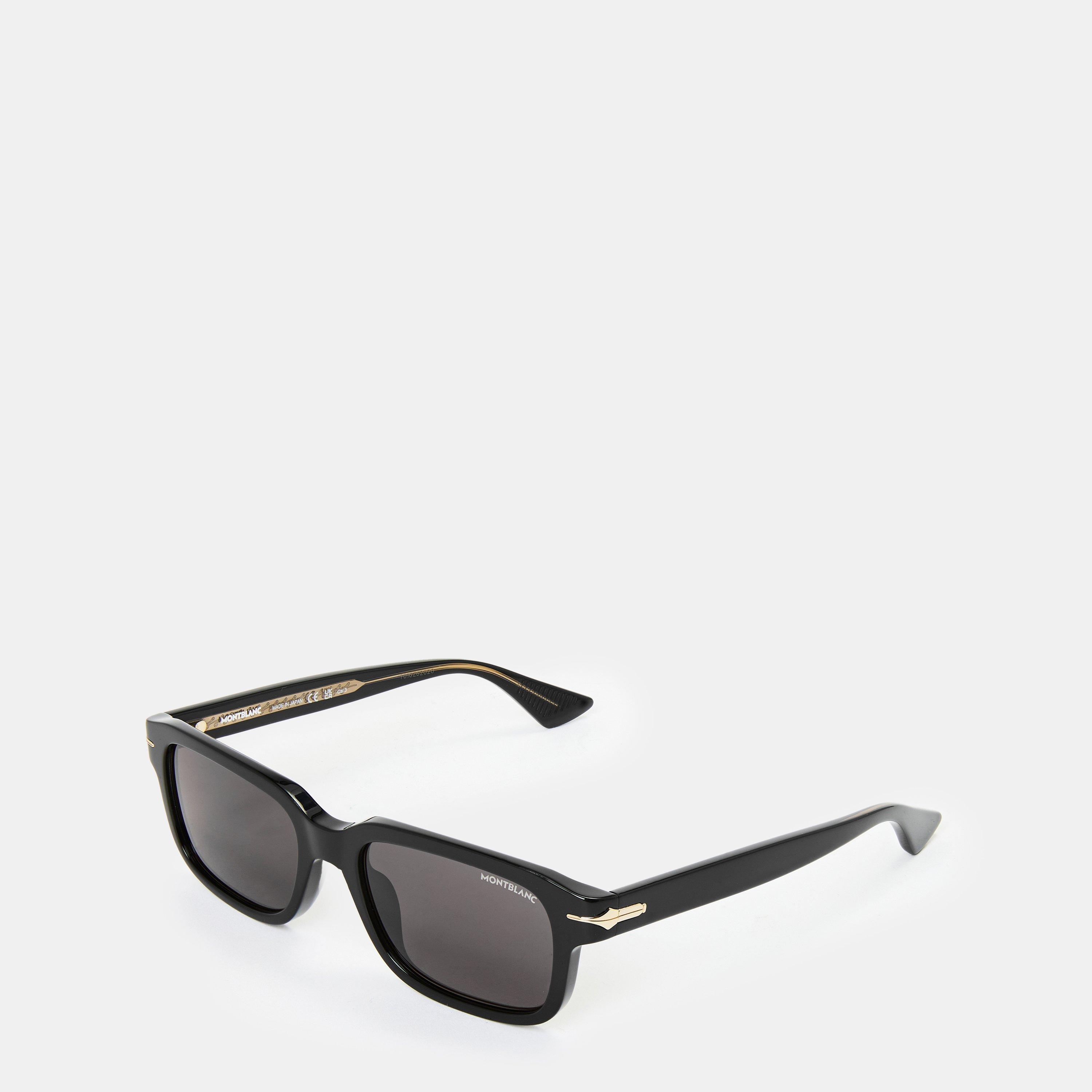 Black/Grey - Montblanc - Men's Mont Rectangle Sunglasses - 1