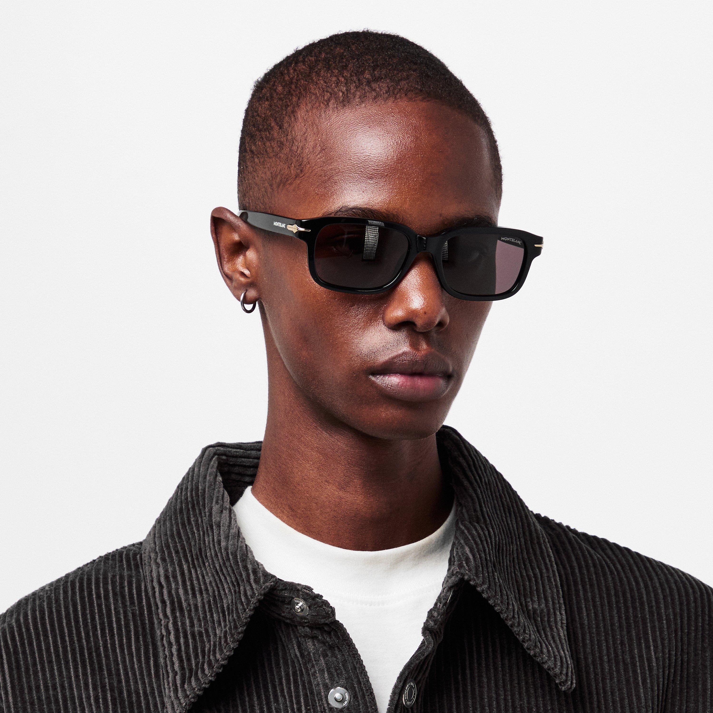 Black/Grey - Montblanc - Men's Mont Rectangle Sunglasses - 3