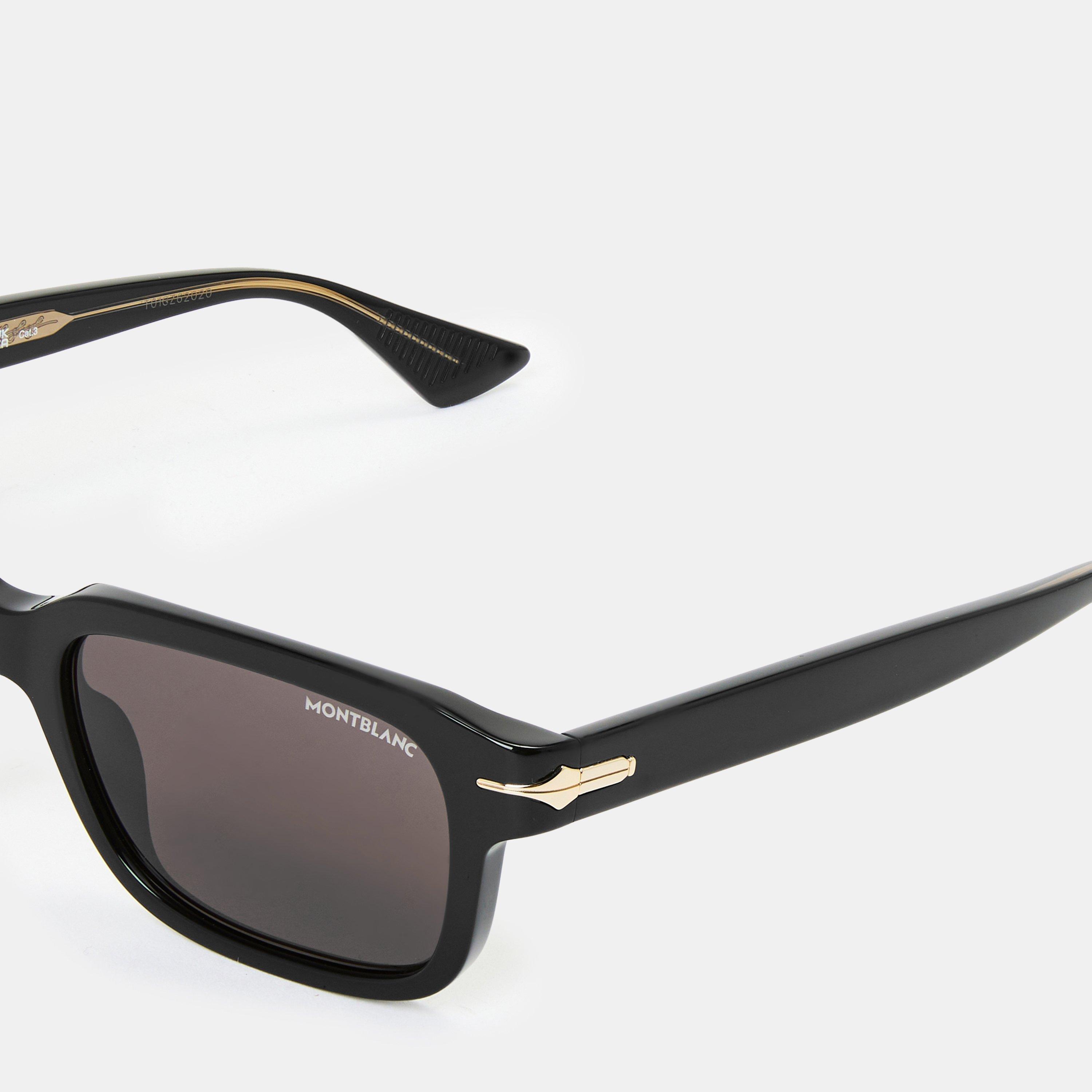 Black/Grey - Montblanc - Men's Mont Rectangle Sunglasses - 4