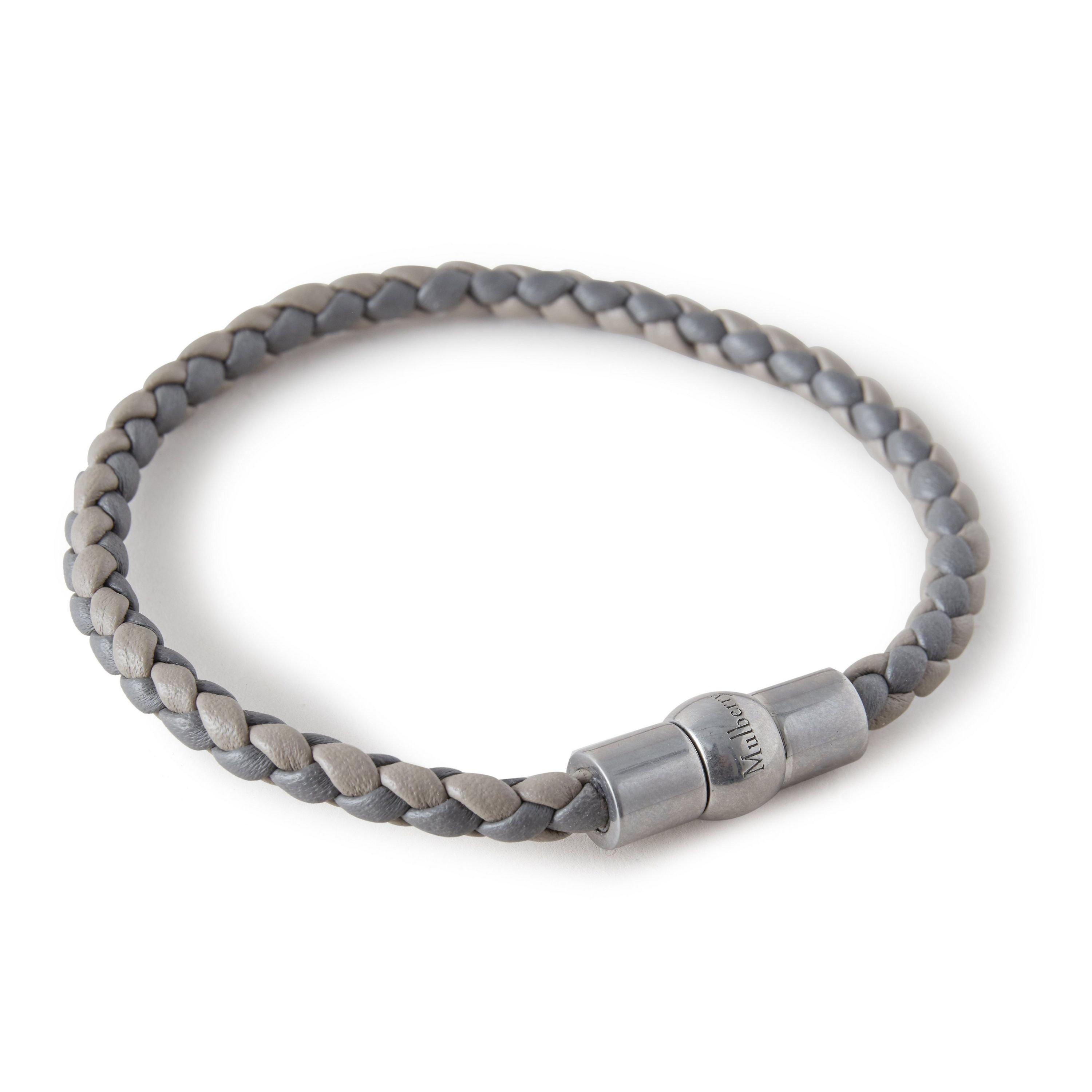 CharcoalGrey - Mulberry - Adults Iris Woven Leather Bracelet - 1