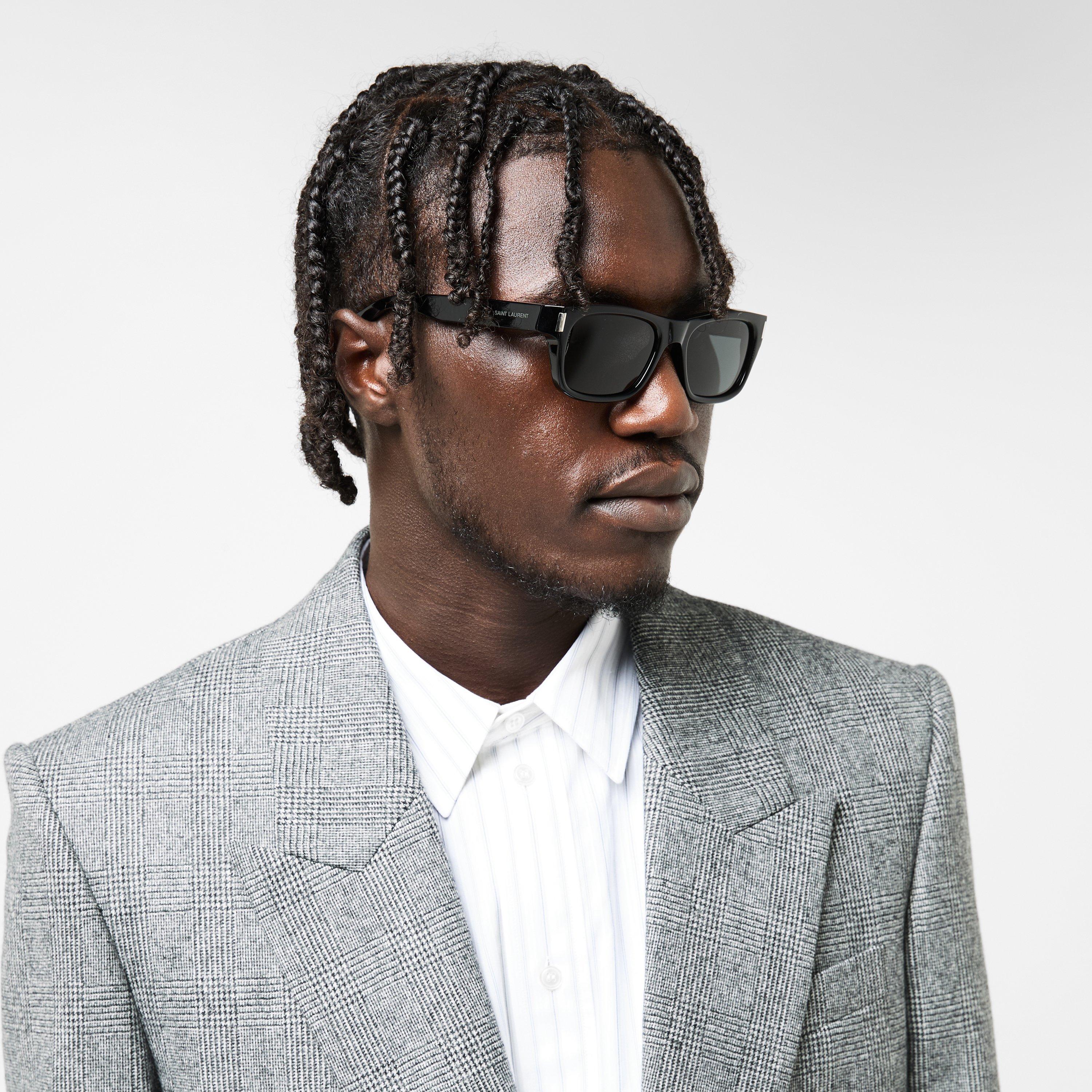 Black - Saint Laurent - Men's YSL Rectangle Sunglasses - 3