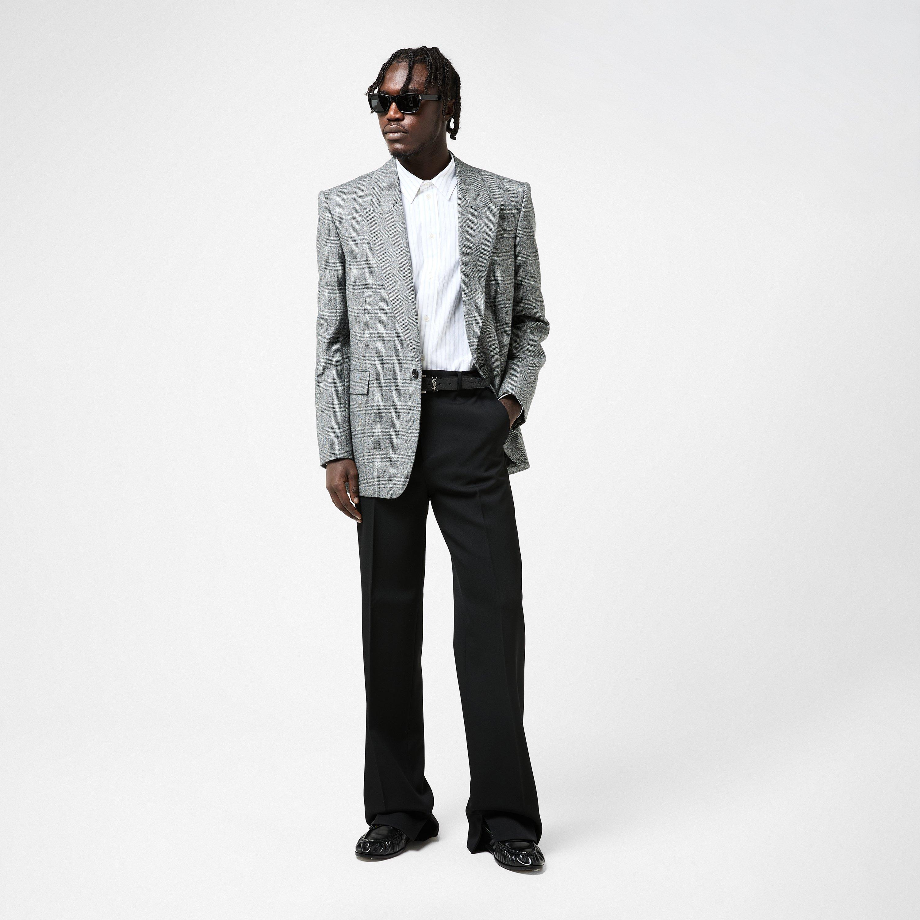 Black - Saint Laurent - Men's YSL Rectangle Sunglasses - 6