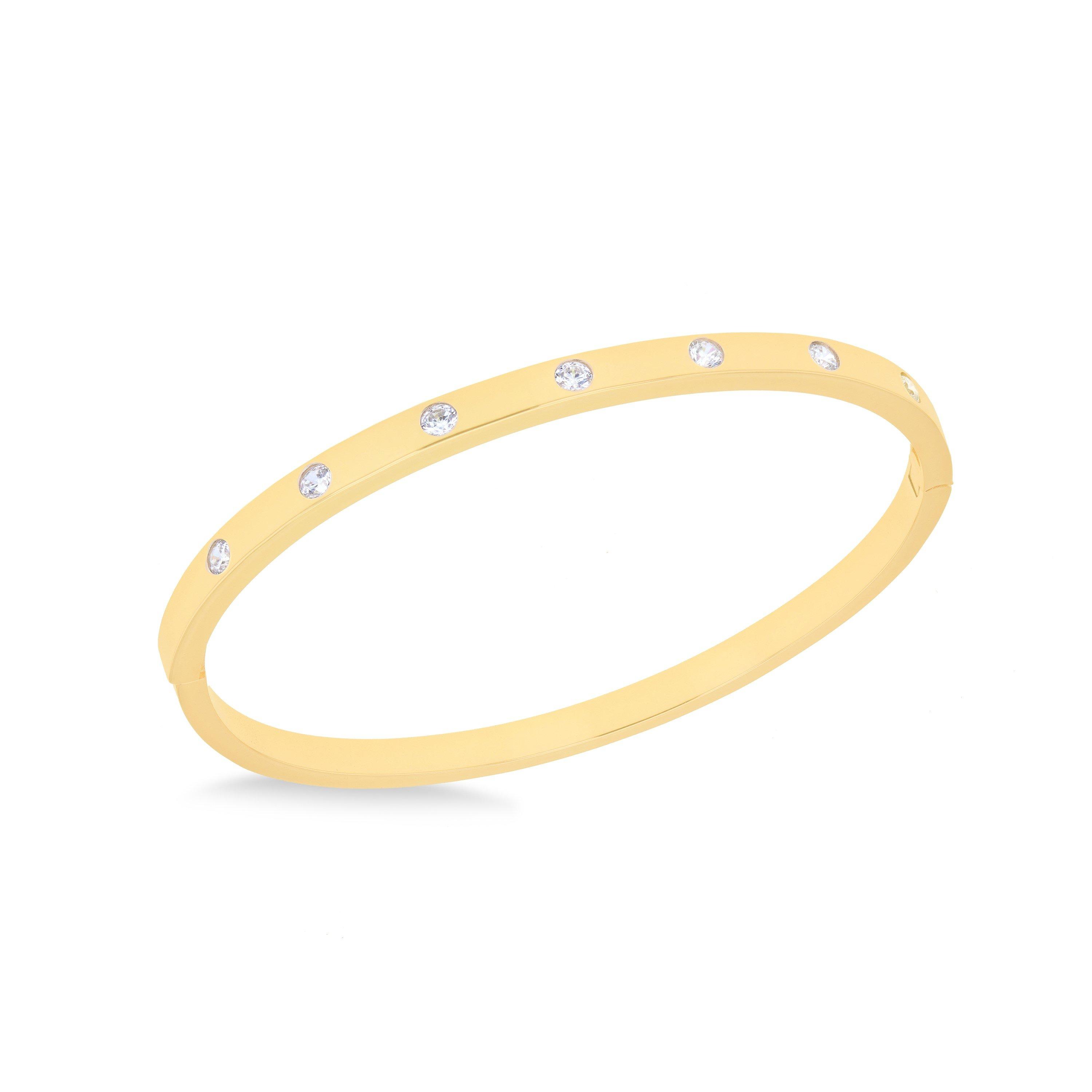 Yellow Gold Pla - Be You - Sterling Silver Yellow Gold Plated CZ Bangle - 1